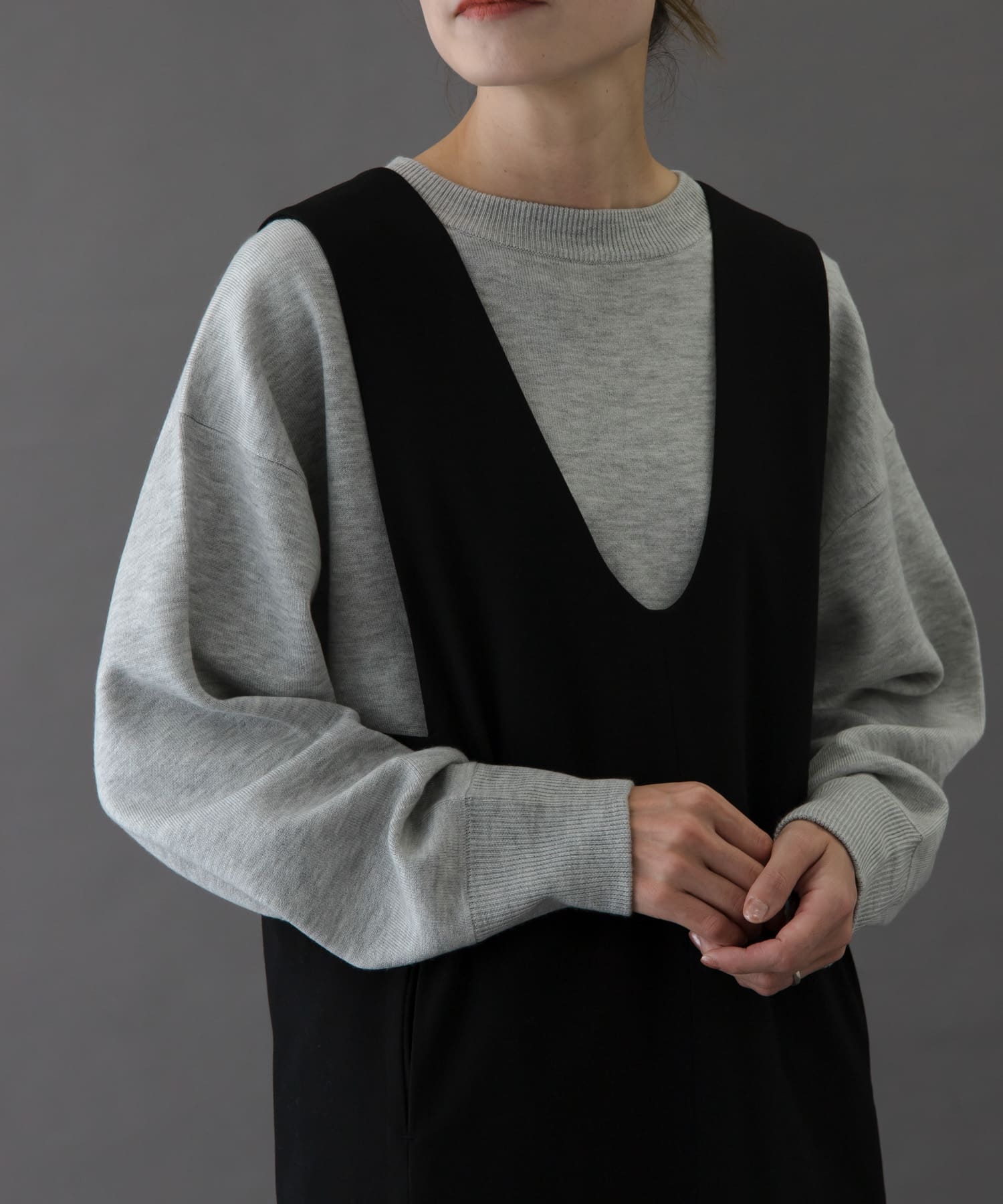 FORK&SPOON　ダブルフェイスクルーネックニット