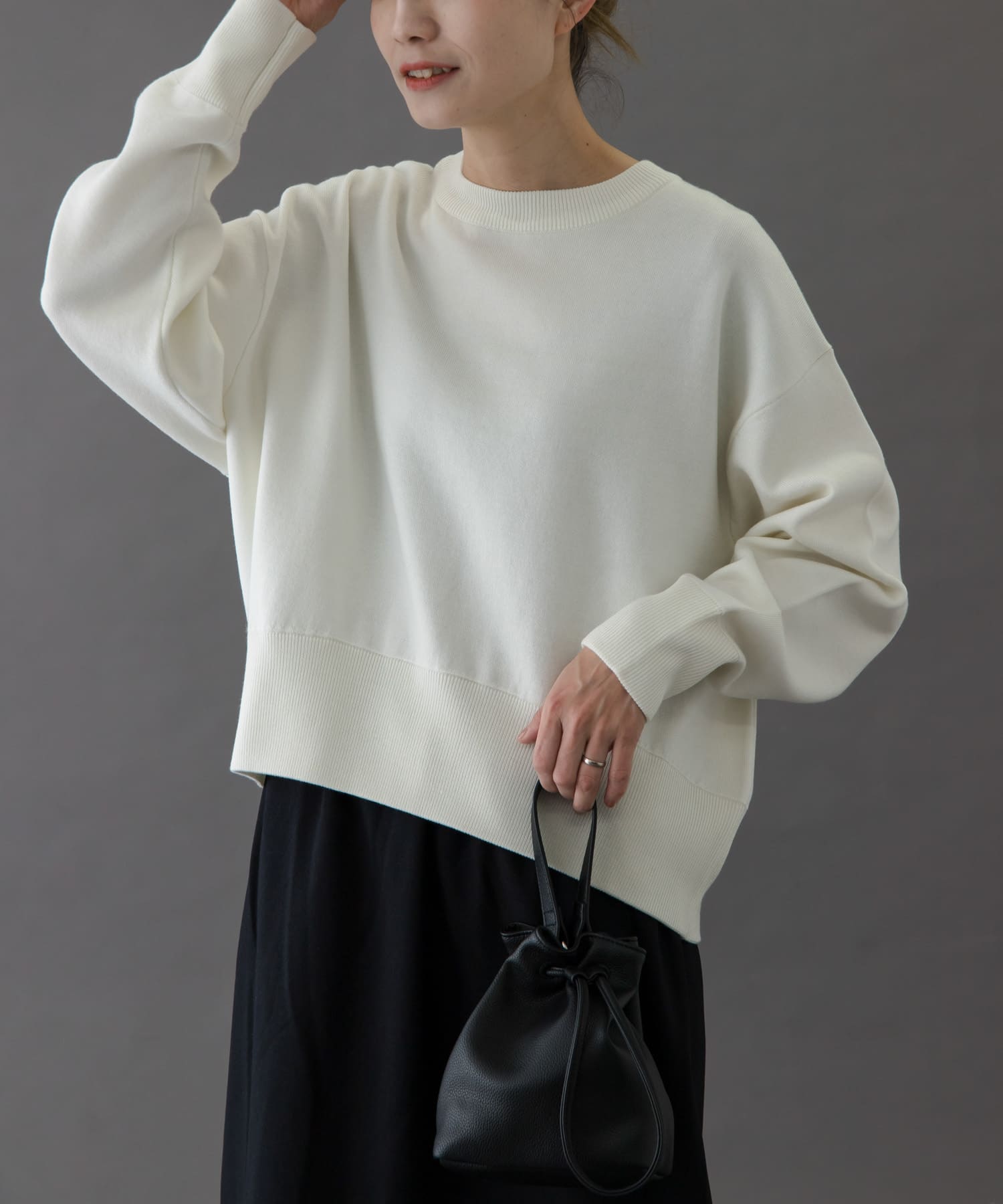 FORK&SPOON　ダブルフェイスクルーネックニット