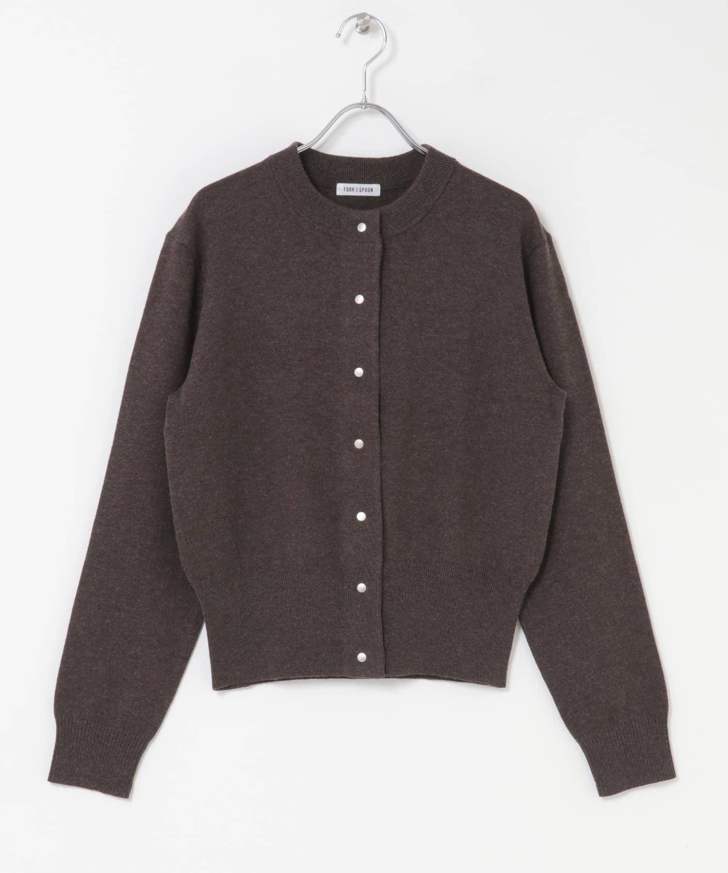 FORK&SPOON　ミラージュクルーネックニットカーディガン BROWN 1