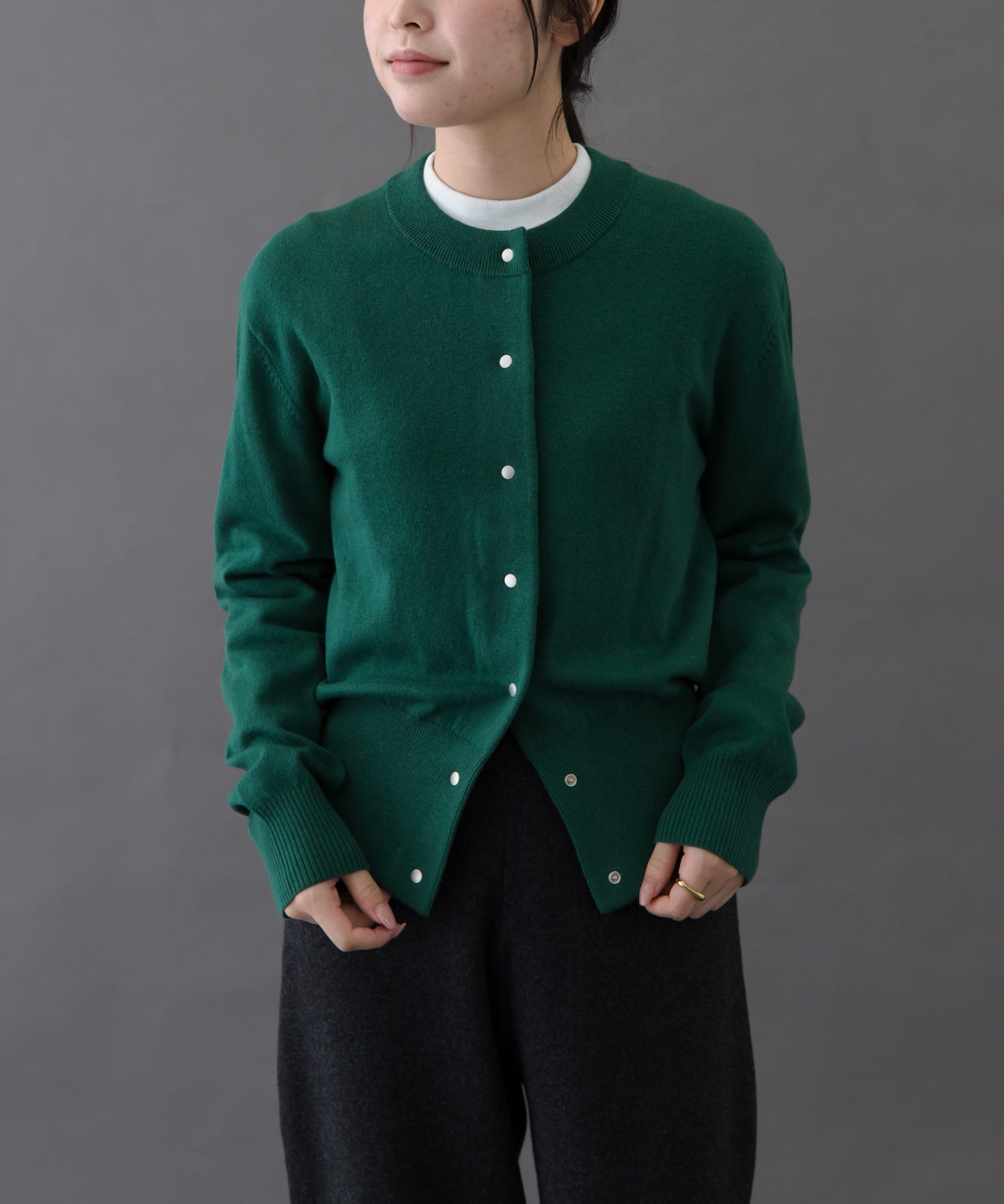 FORK&SPOON　ミラージュクルーネックニットカーディガン