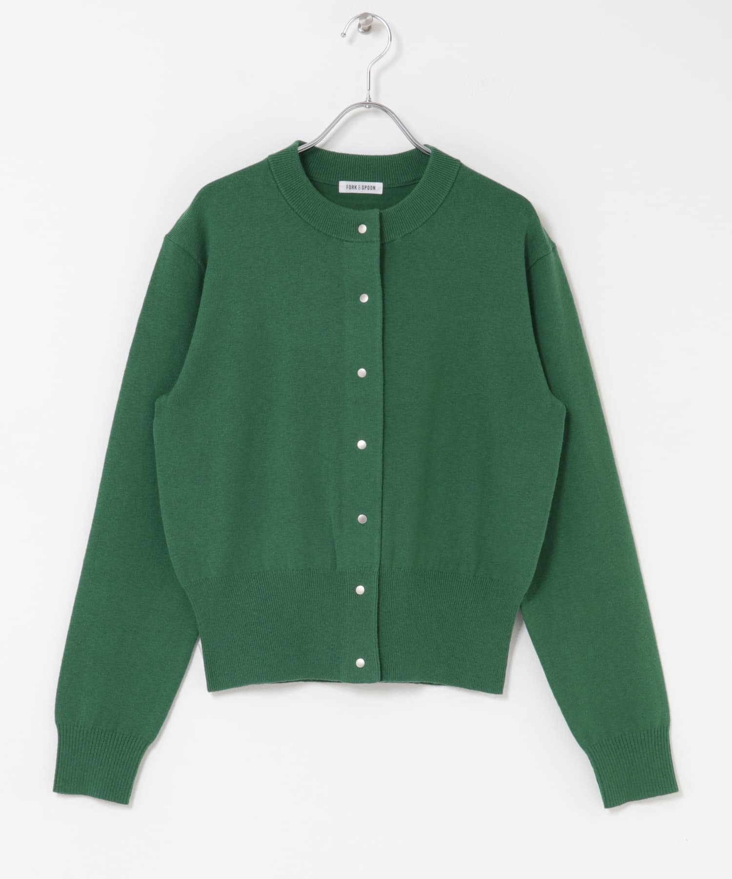 FORK&SPOON　ミラージュクルーネックニットカーディガン GREEN 1
