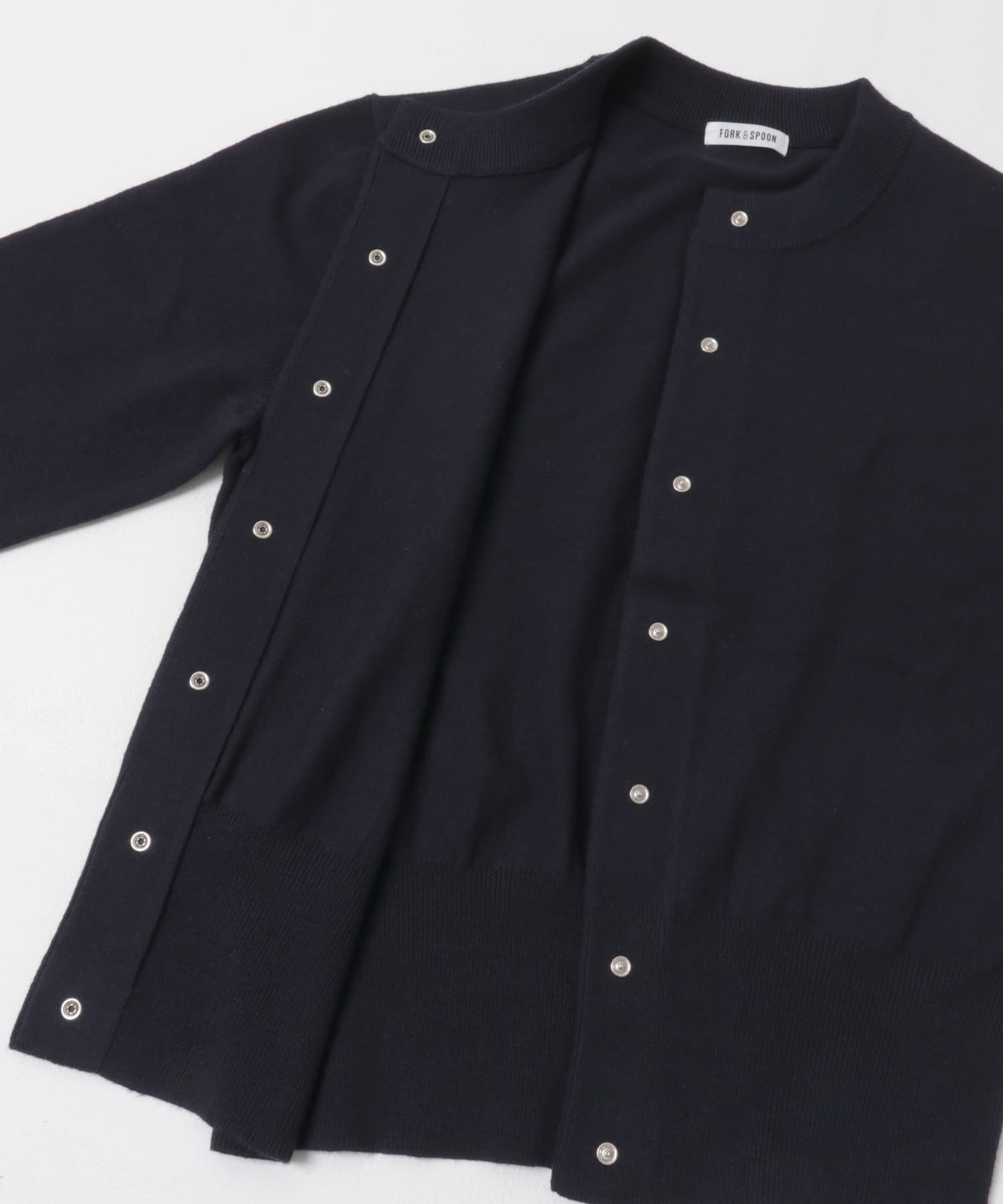 FORK&SPOON　ミラージュクルーネックニットカーディガン NAVY 1