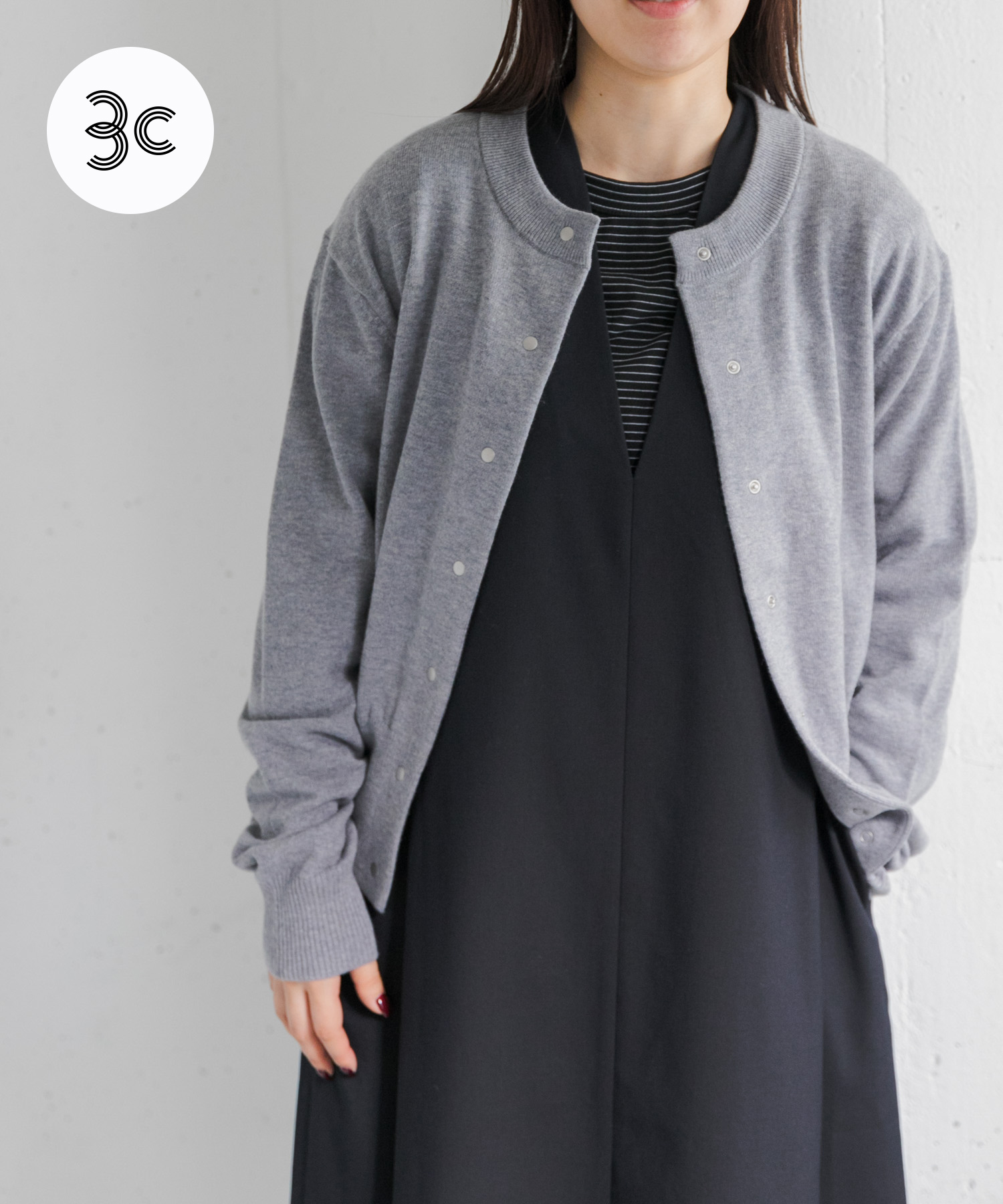 FORK&SPOON　ミラージュクルーネックニットカーディガン