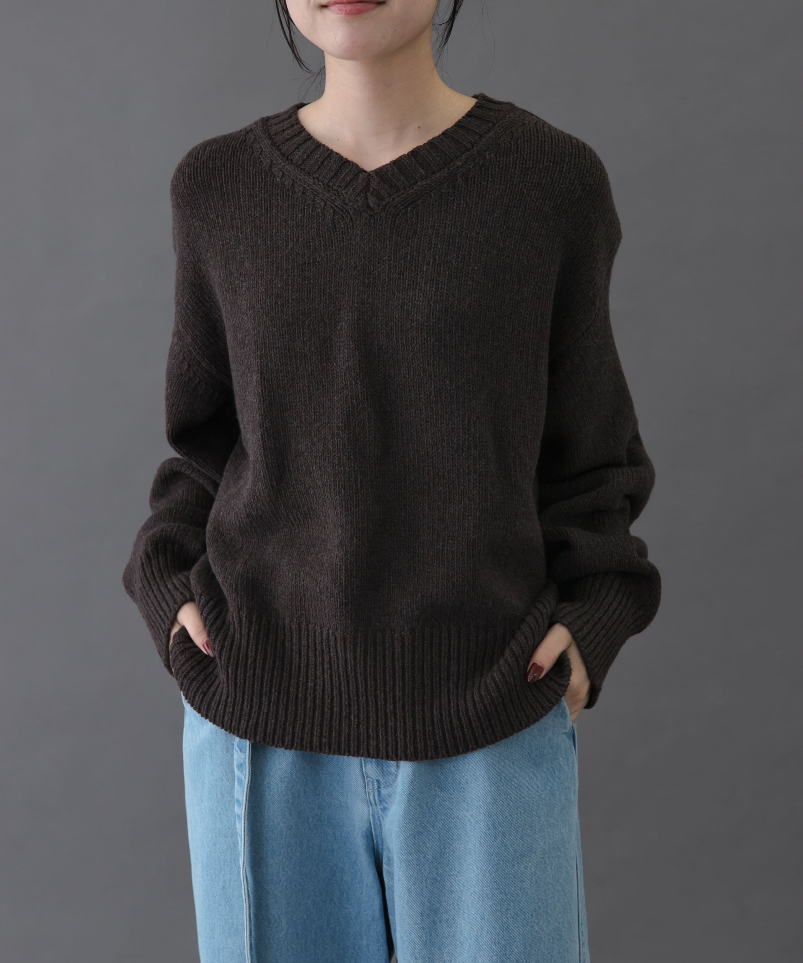 FORK&SPOON　Vネックニット