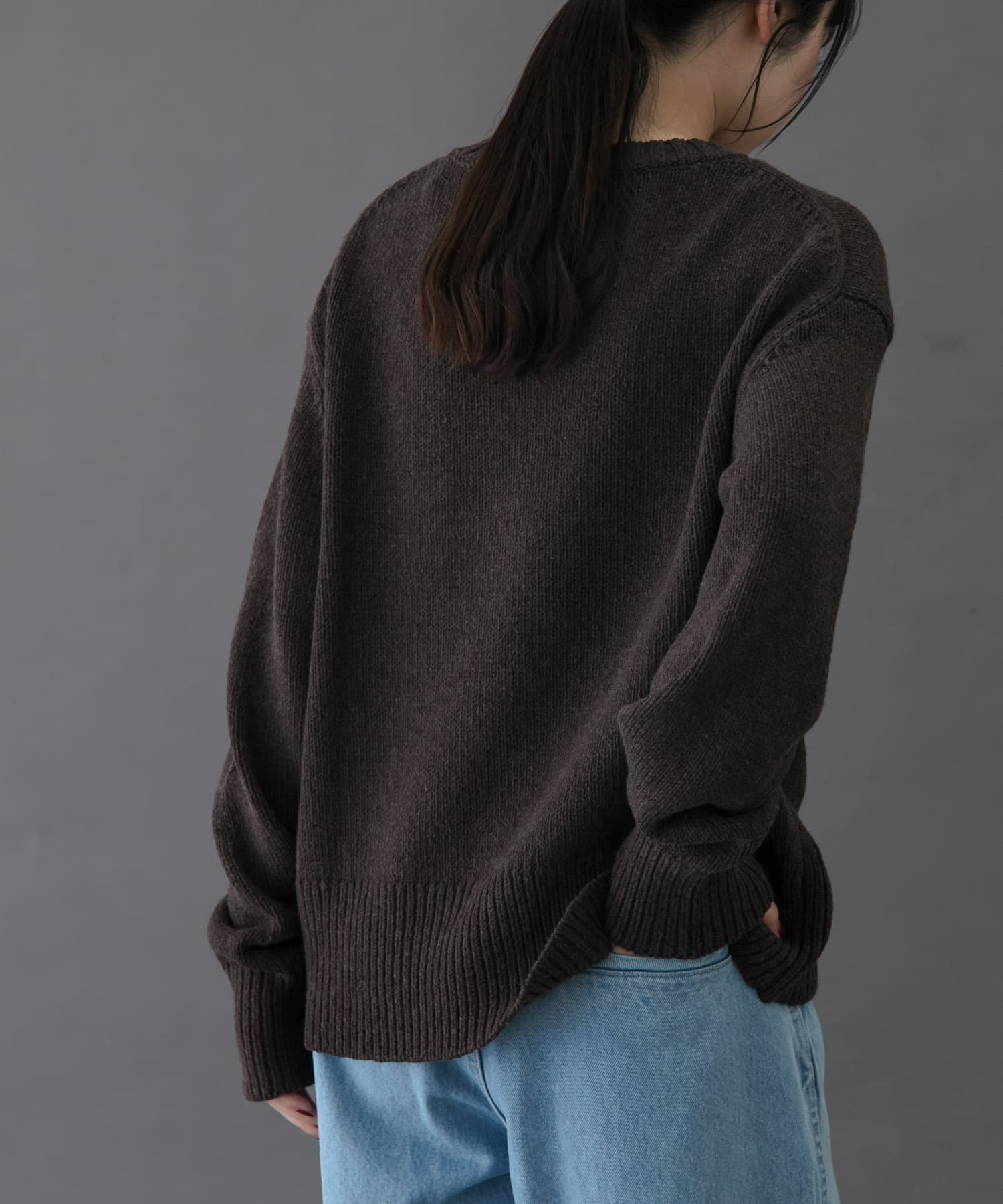 FORK&SPOON　Vネックニット BROWN 1