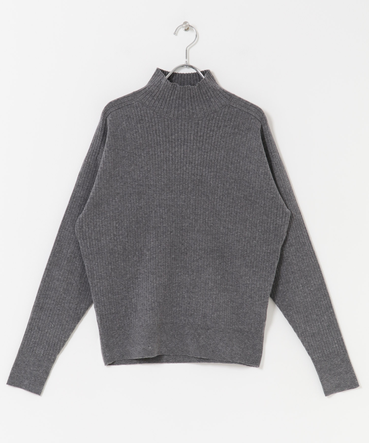 FORK&SPOON　ワイドリブハイネックニット TOP GRAY 1