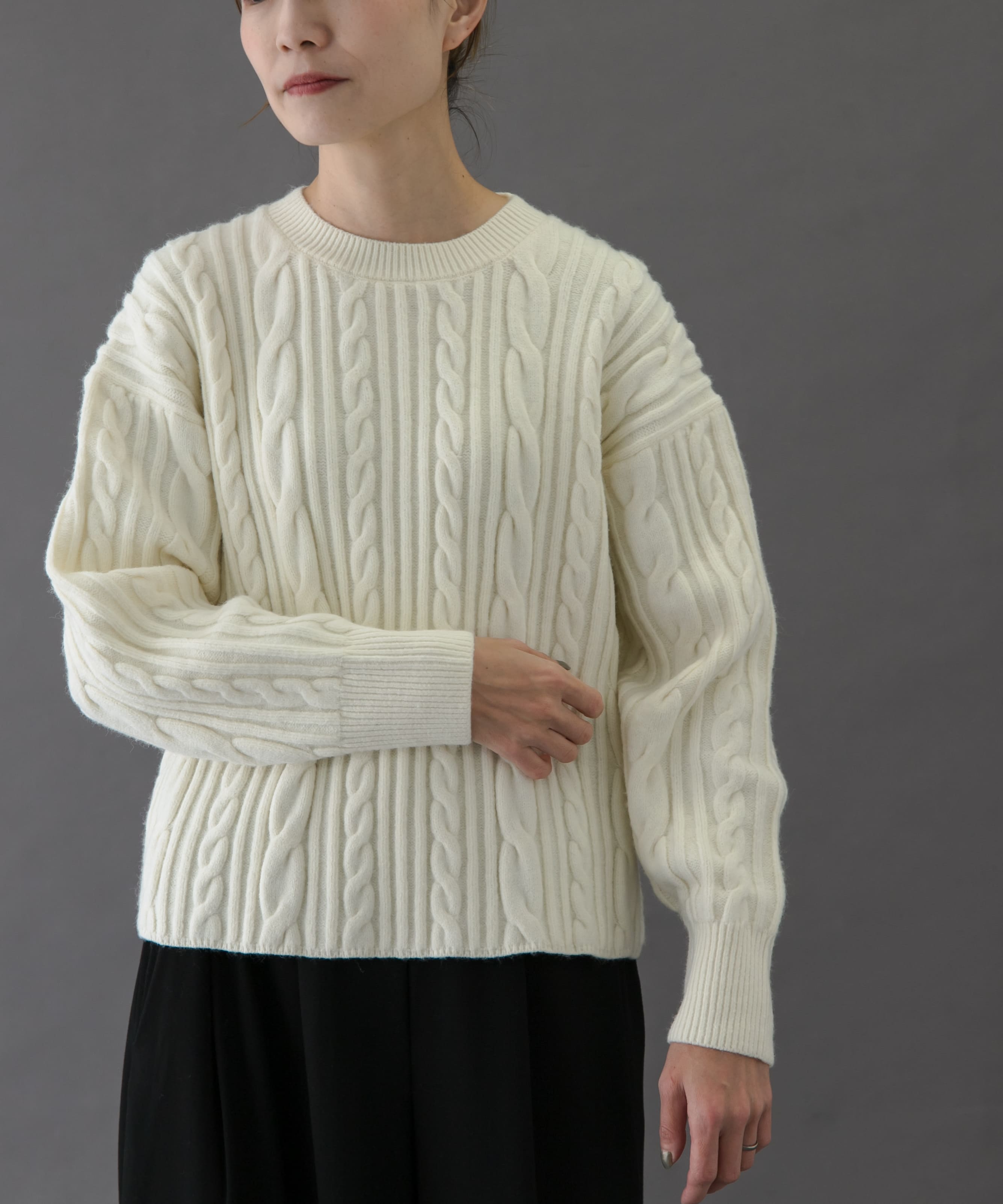 FORK&SPOON　ケーブルニットプルオーバー
