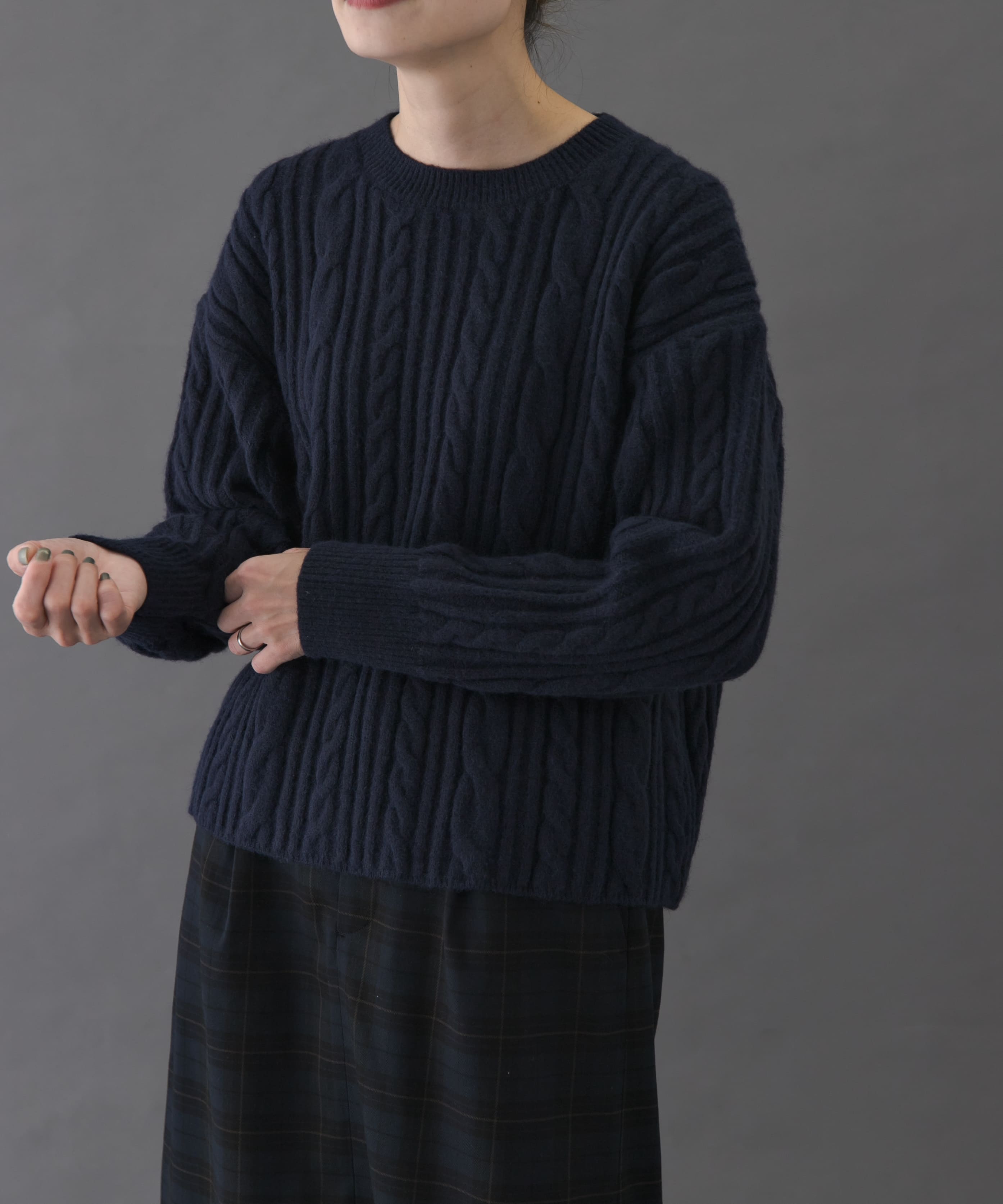 FORK&SPOON　ケーブルニットプルオーバー