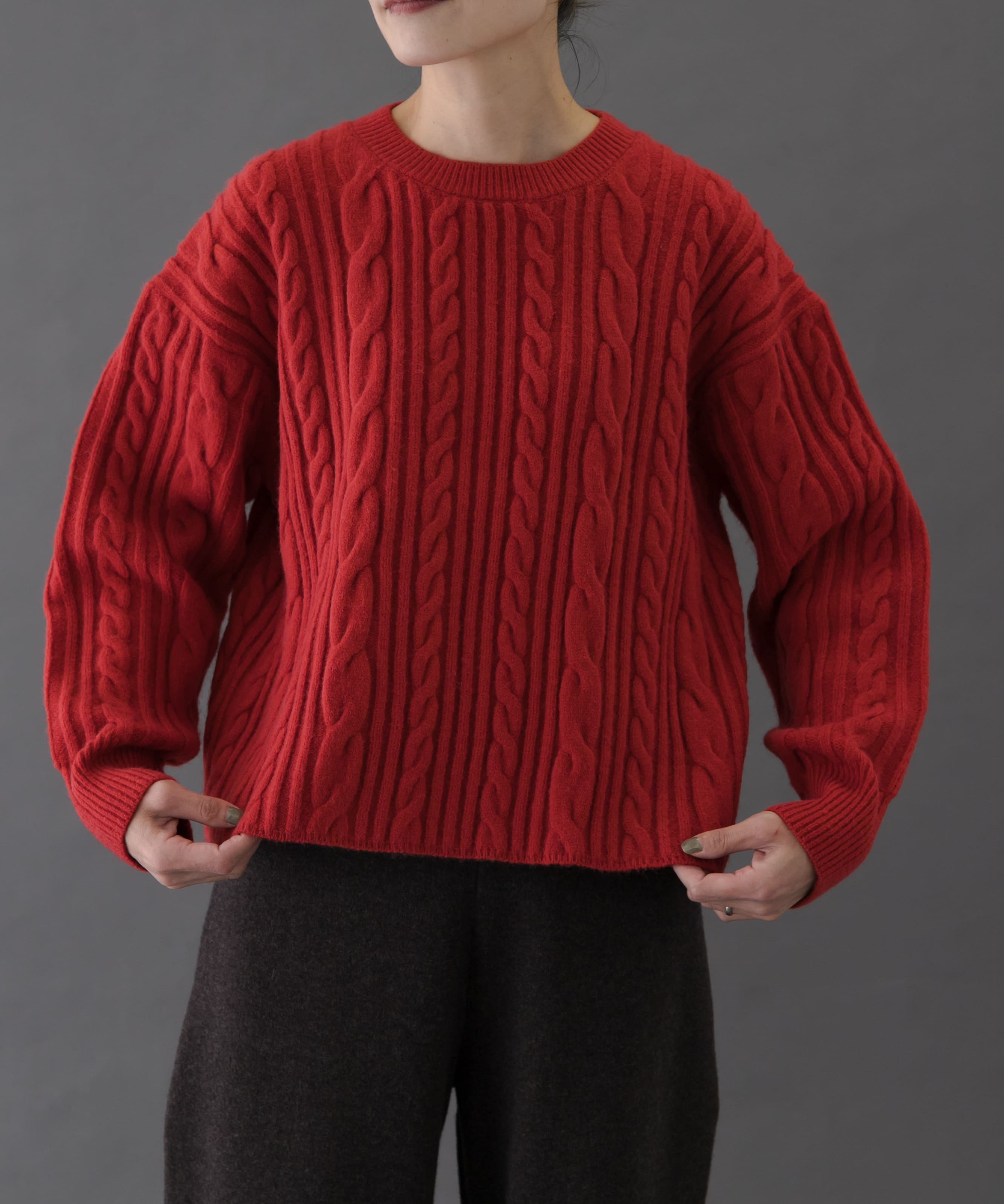 FORK&SPOON　ケーブルニットプルオーバー