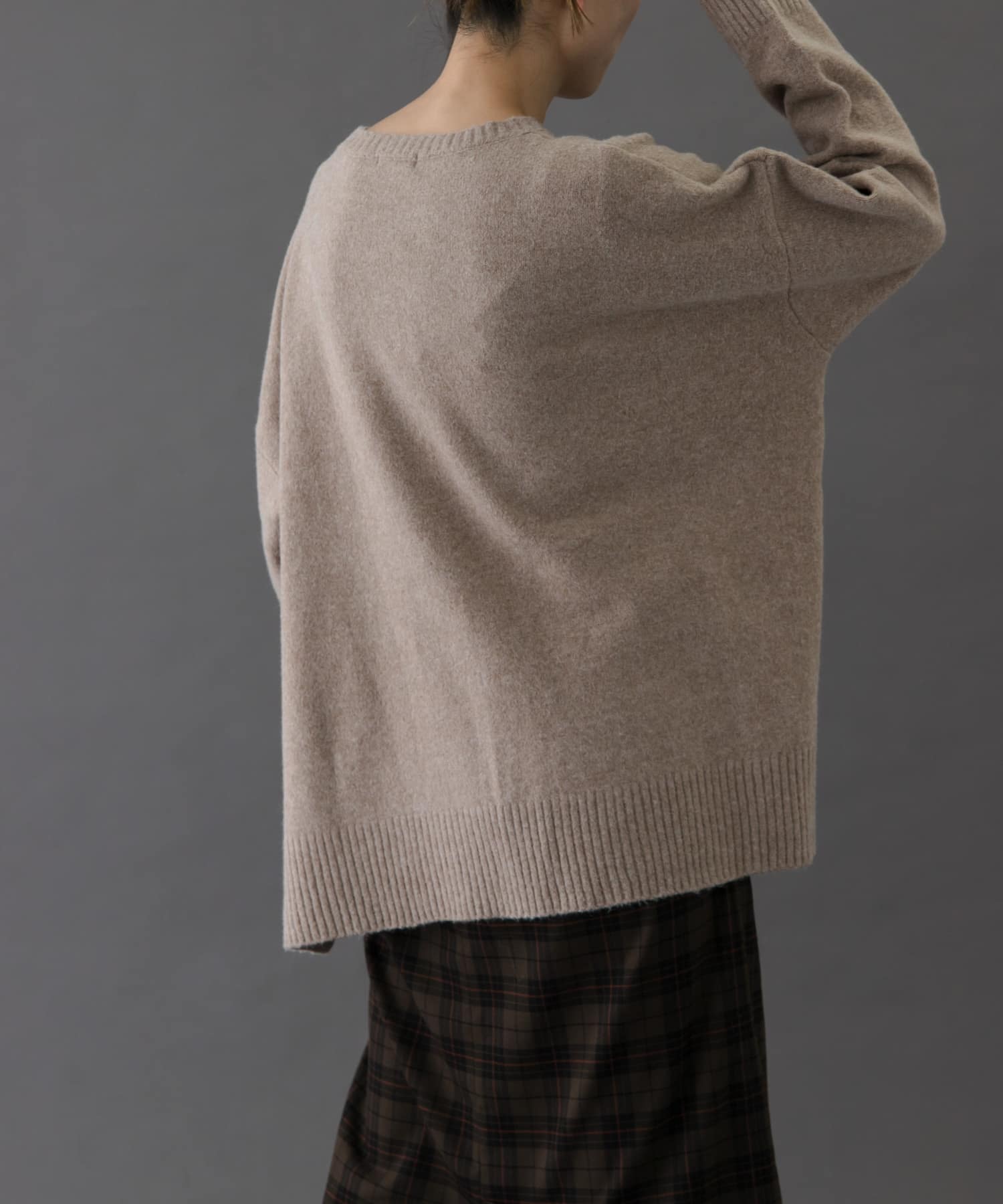 FORK&SPOON　コットンブレンドチュニックニット BEIGE 1