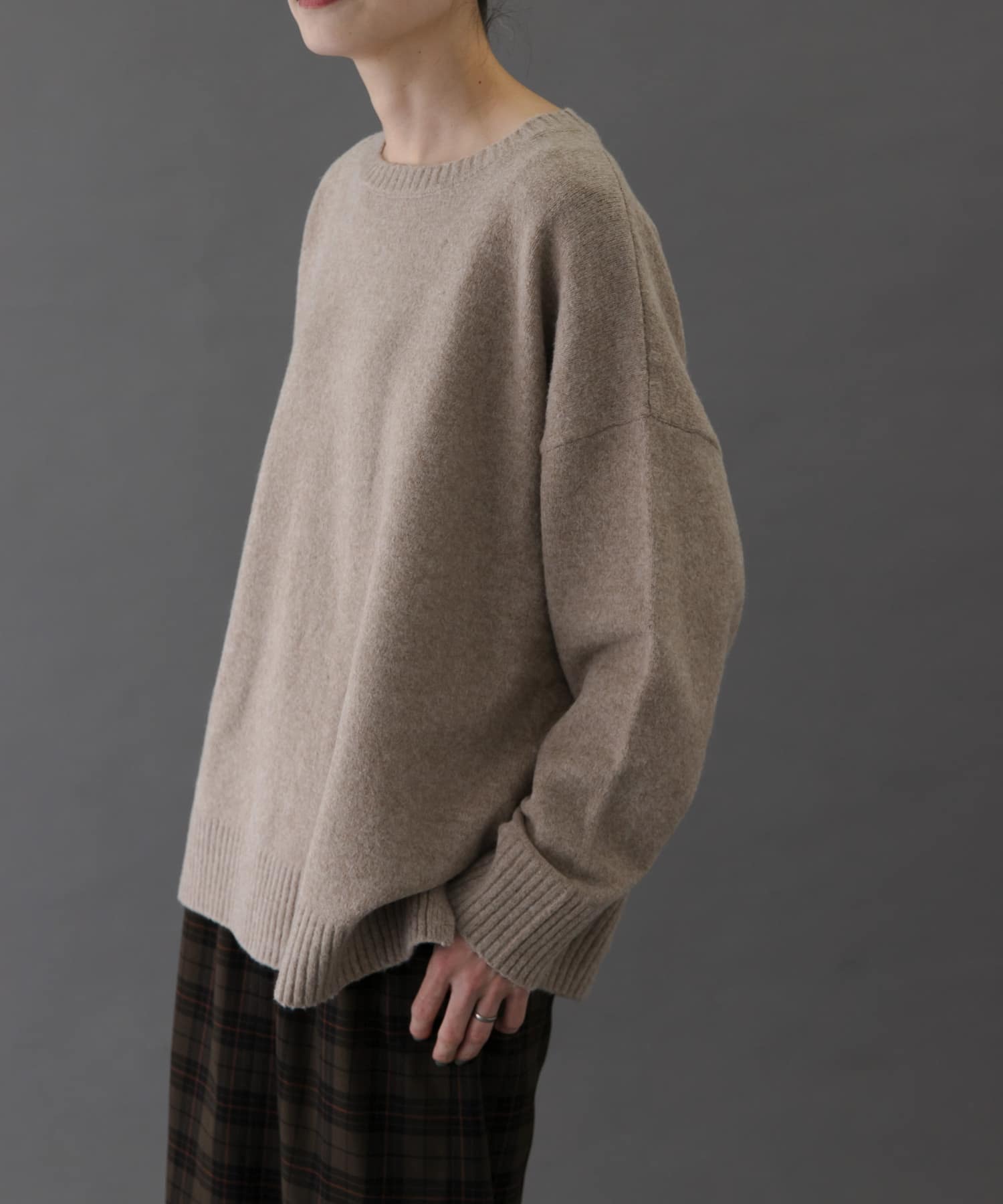 FORK&SPOON　コットンブレンドチュニックニット BEIGE 1