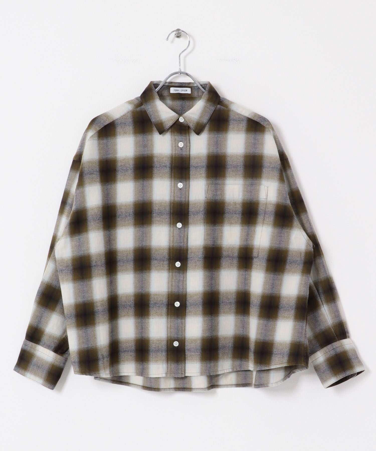FORK&SPOON　ネルチェックシャツ BROWN 1