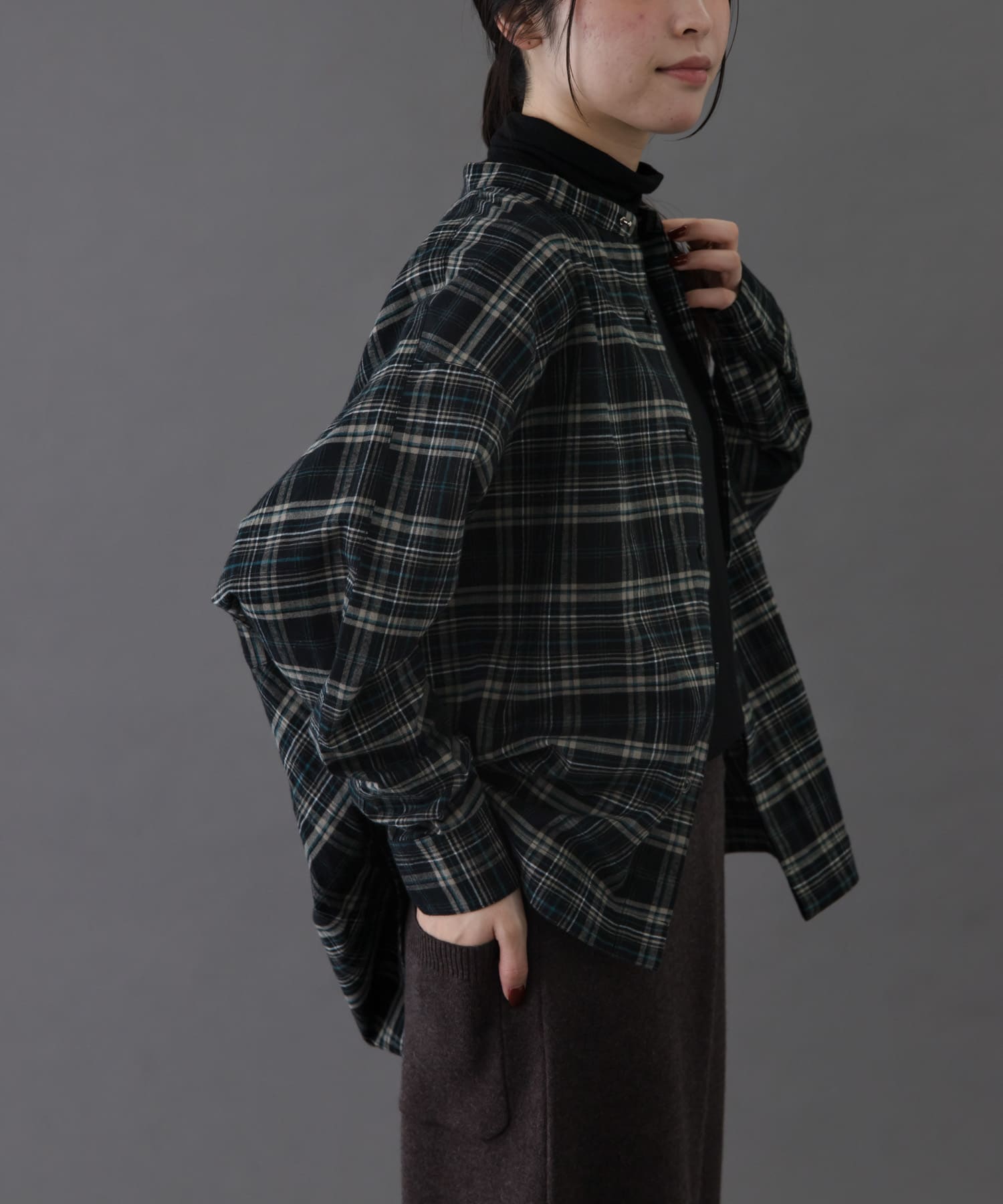 FORK&SPOON　ブラッシュドチェックシャツ