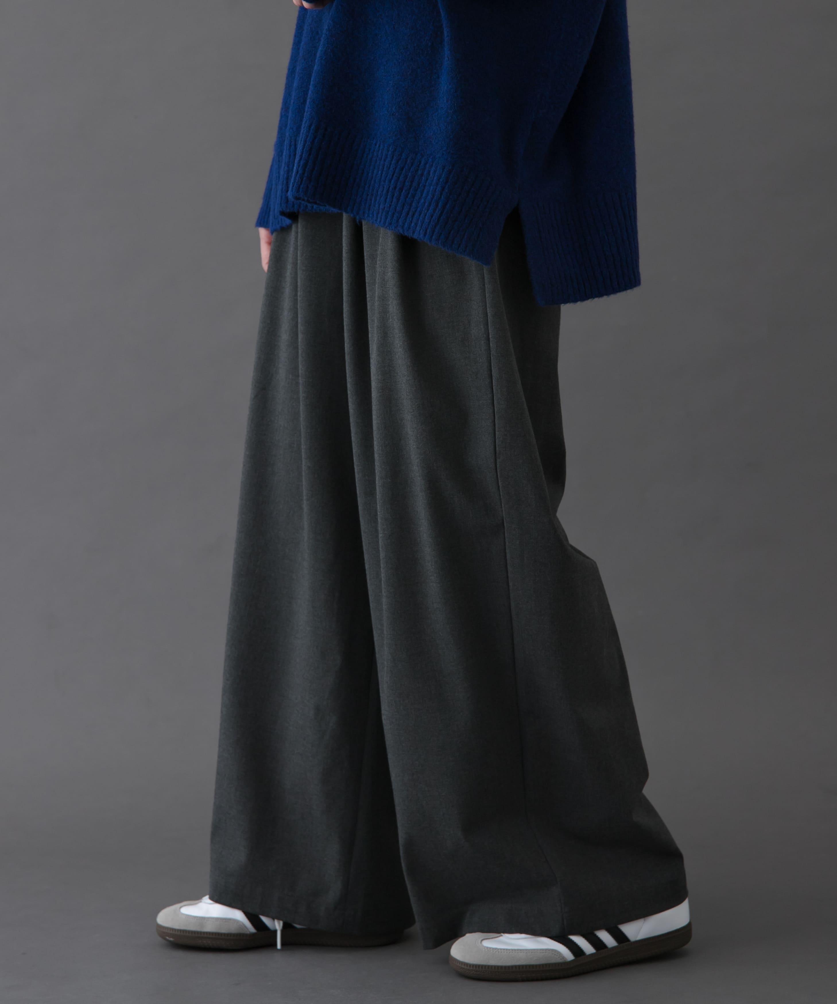 FORK&SPOON　ウールライクツータックワイドパンツ