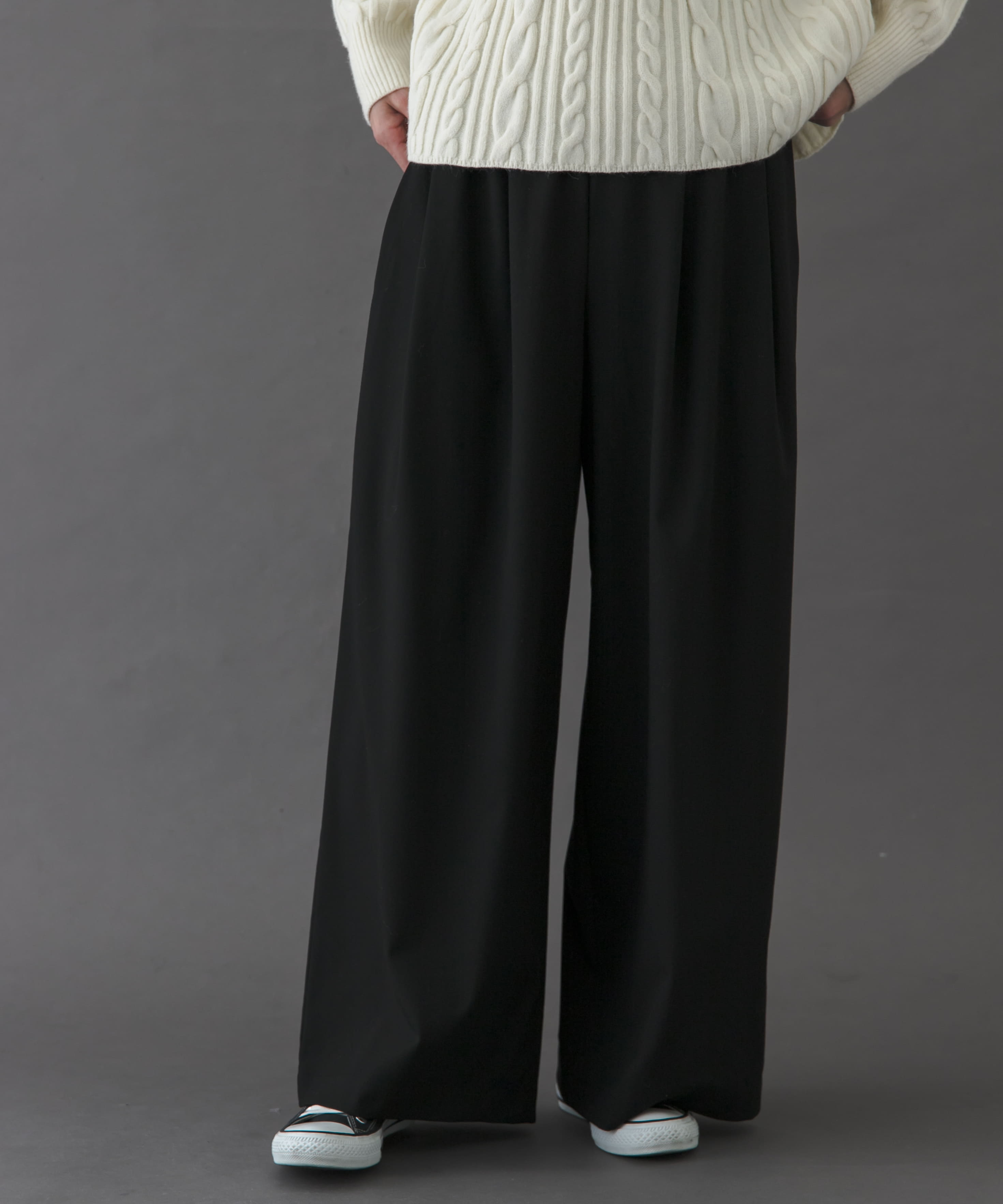 FORK&SPOON　ウールライクツータックワイドパンツ
