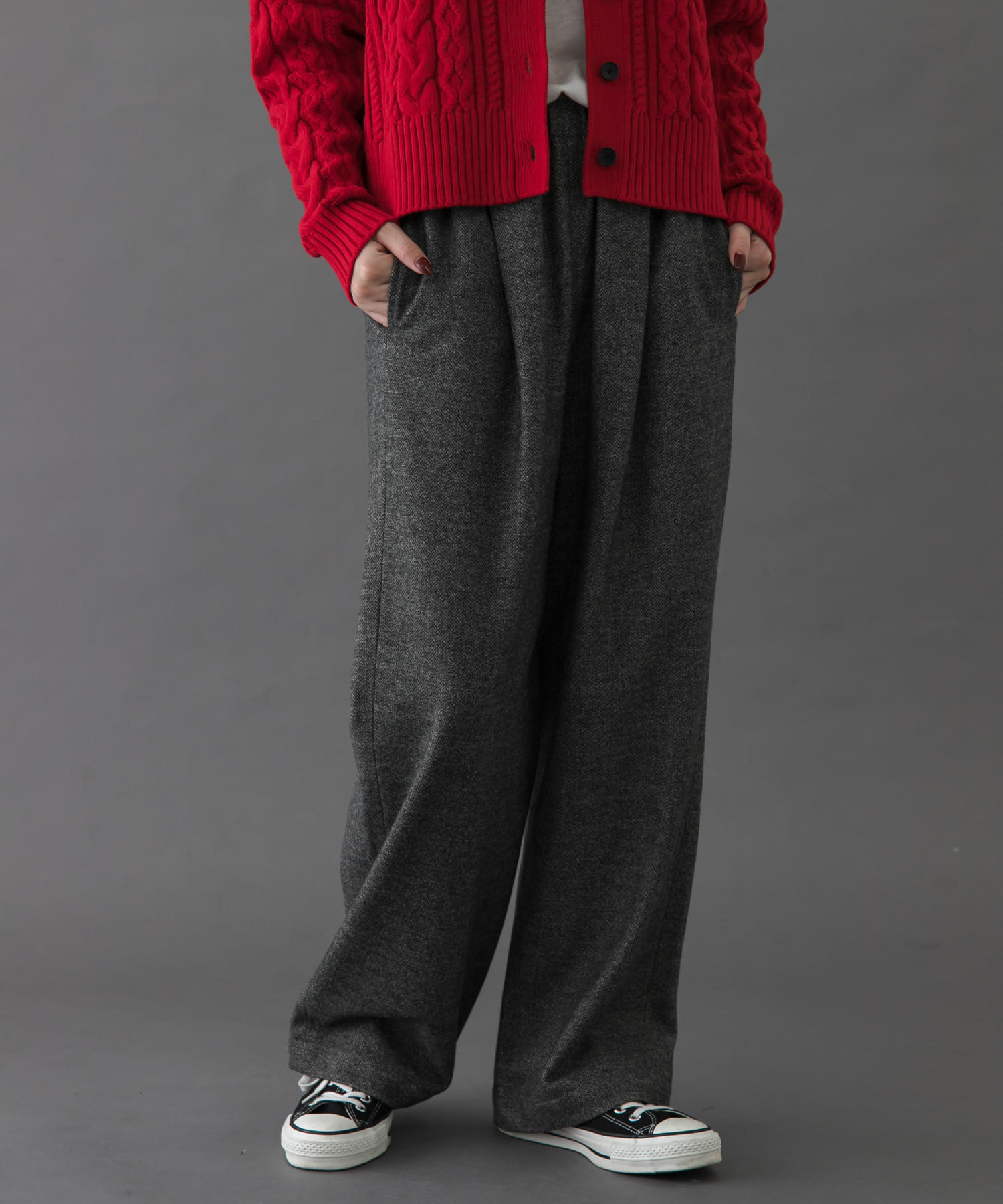 『一部WEB限定カラー』FORK&SPOON　ブラッシュドパンツ GRAY 1