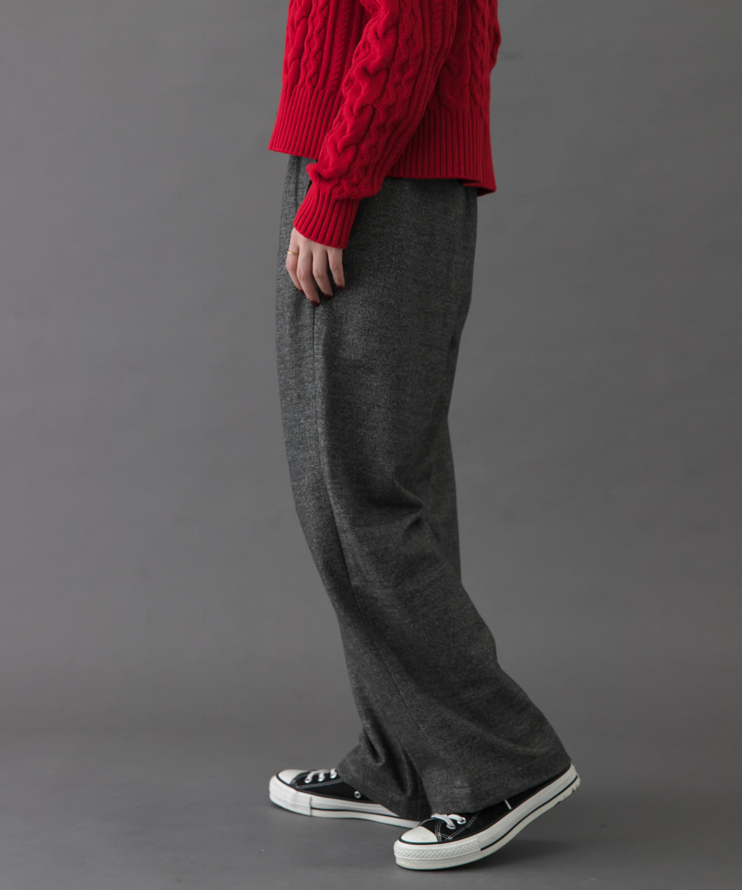 『一部WEB限定カラー』FORK&SPOON　ブラッシュドパンツ GRAY 1