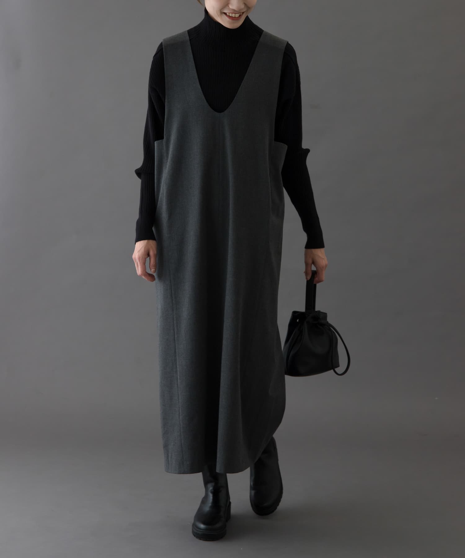 FORK&SPOON　ウールライクジャンパースカート TOPCCL 1