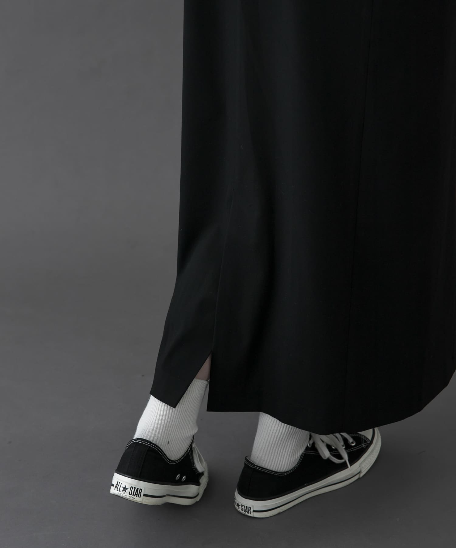 FORK&SPOON　ウールライクジャンパースカート BLACK 1