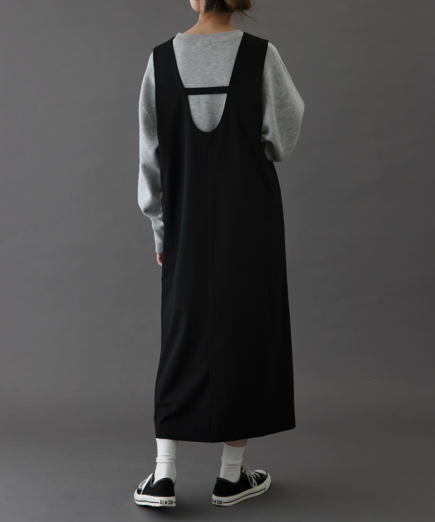 FORK&SPOON　ウールライクジャンパースカート BLACK 2