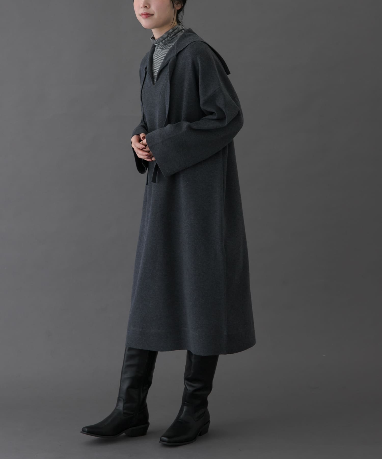 FORK&SPOON　セーラーカラーニットワンピース