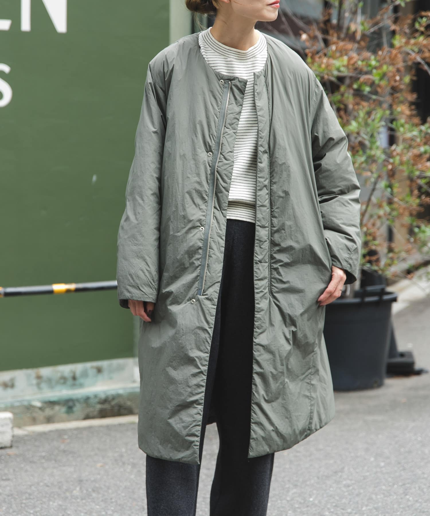 FORK&SPOON　SORONAノーカラーコート