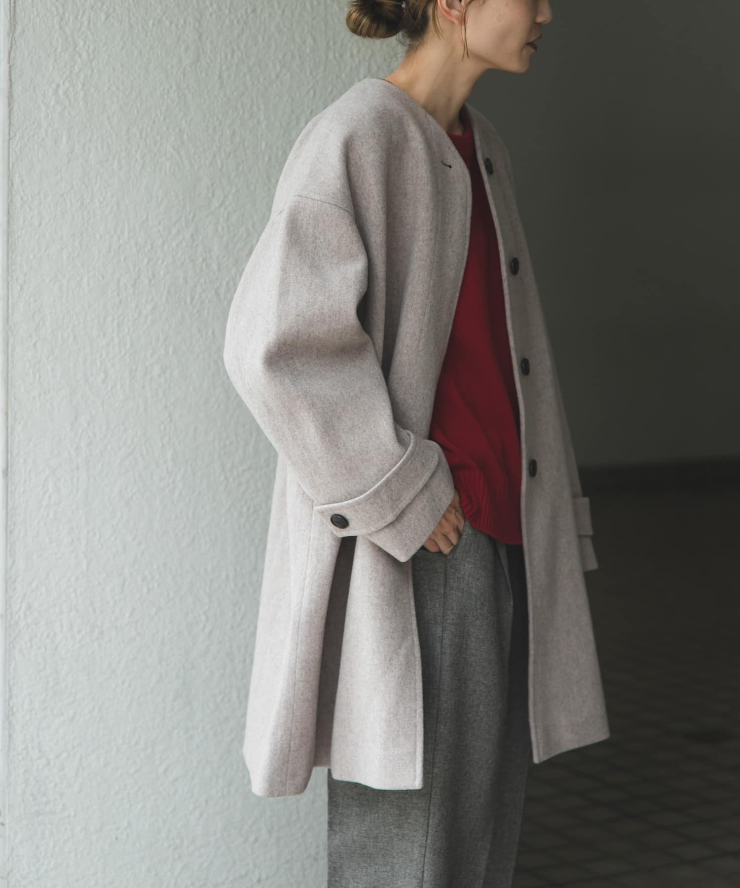 FORK&SPOON ウールノーカラーコート(1 NAVY): アウター｜URBAN