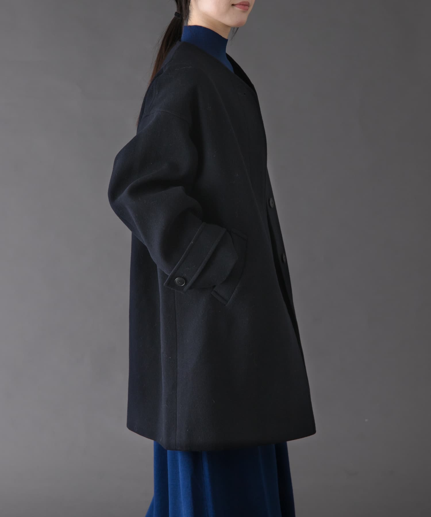 FORK&SPOON ウールノーカラーコート(1 NAVY): アウター｜URBAN