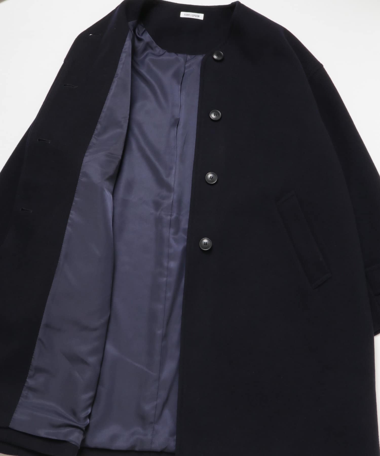 FORK&SPOON ウールノーカラーコート(1 NAVY): アウター｜URBAN