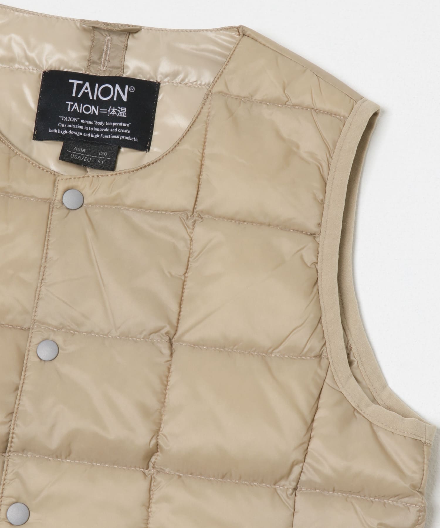 TAION　CREWNECK BUTTON DOWN VEST(KIDS) S.BEIGE 120