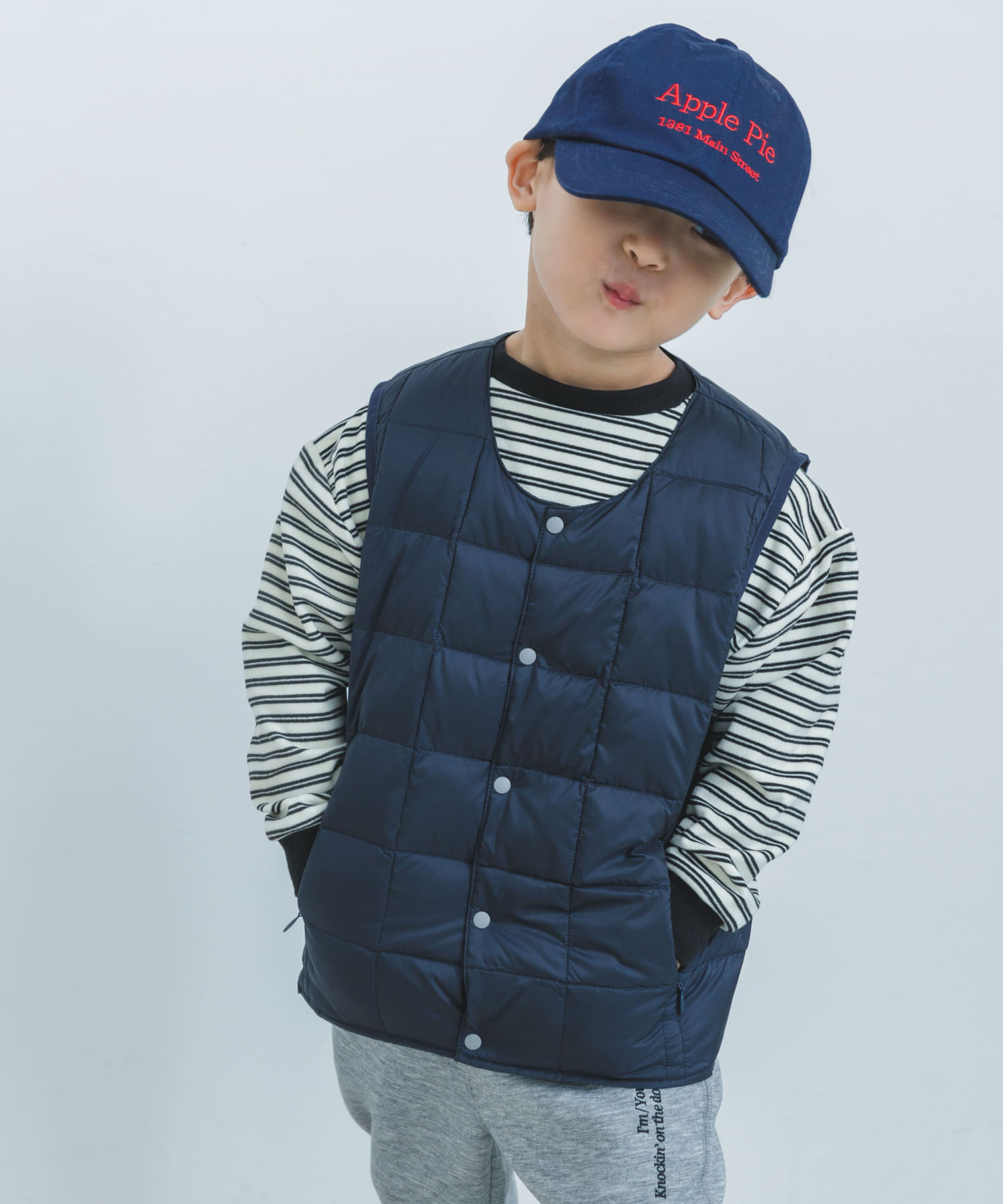 TAION　CREWNECK BUTTON DOWN VEST(KIDS)