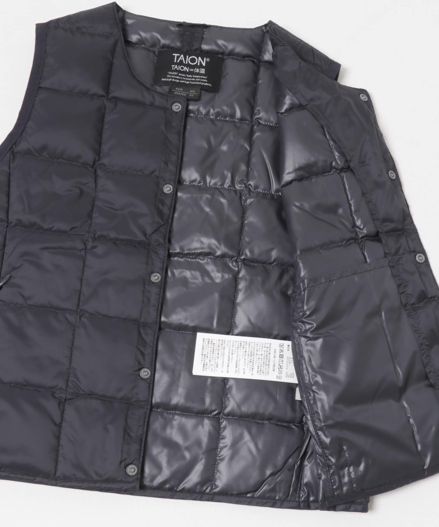 TAION　CREWNECK BUTTON DOWN VEST(KIDS) D.NAVY 120