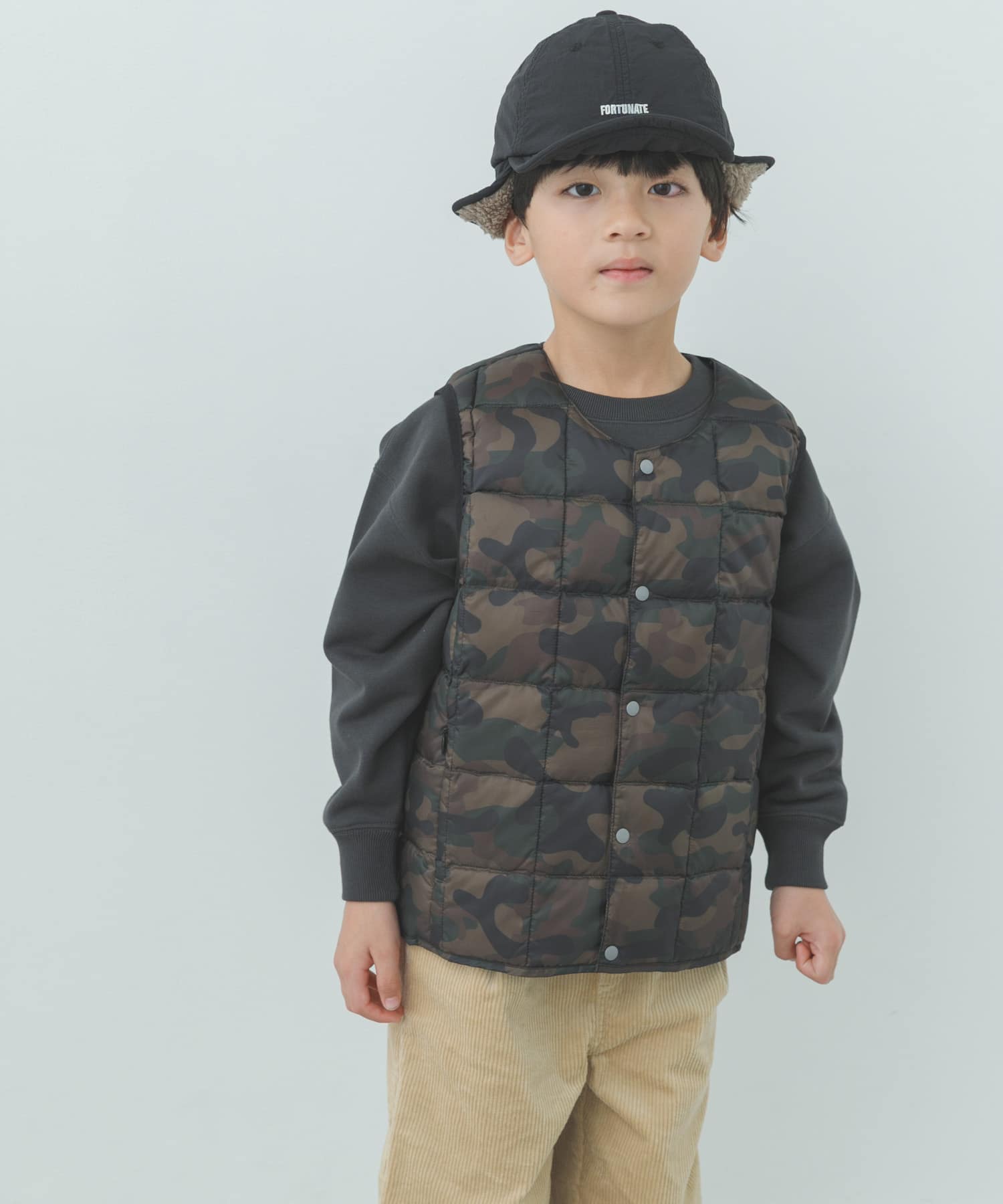 TAION　CREWNECK BUTTON DOWN VEST(KIDS)