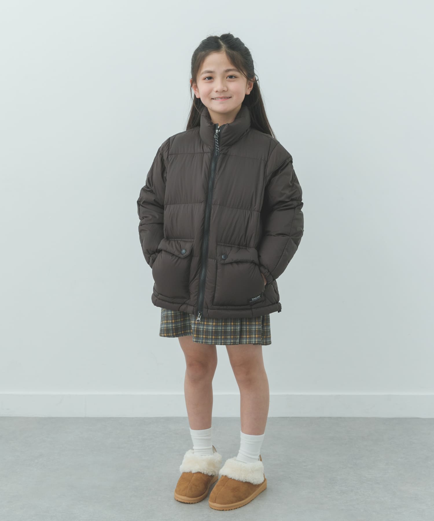 TAION PACKABLE VOLUME DOWN JACKET(KIDS)(130 BEIGE): キッズ｜URBAN