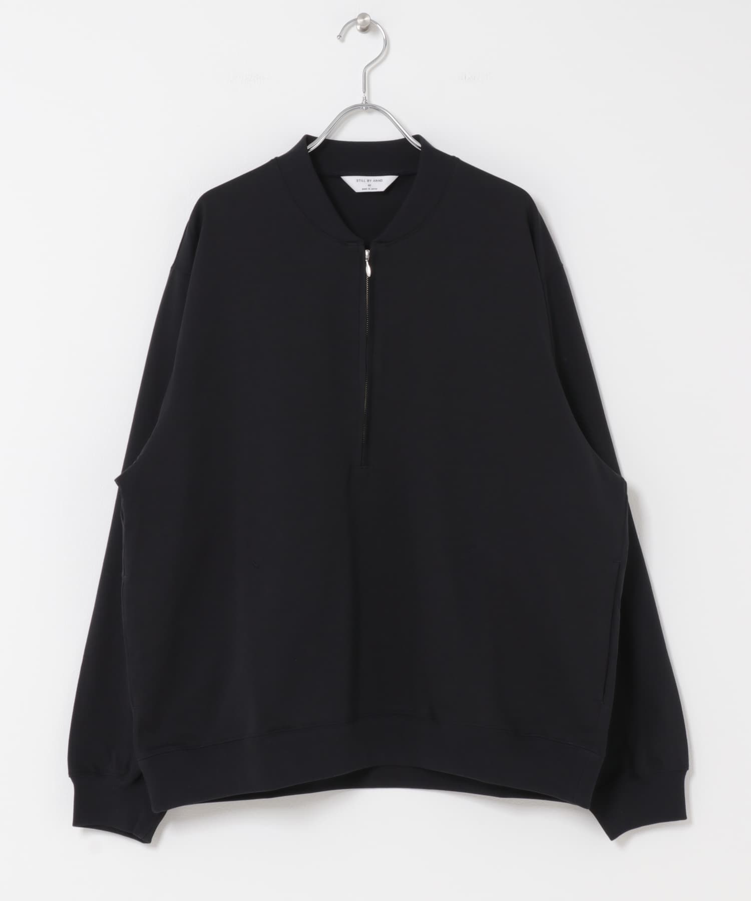 STILL BY HAND　Zip up cotton jumper BLACK NAVY 46