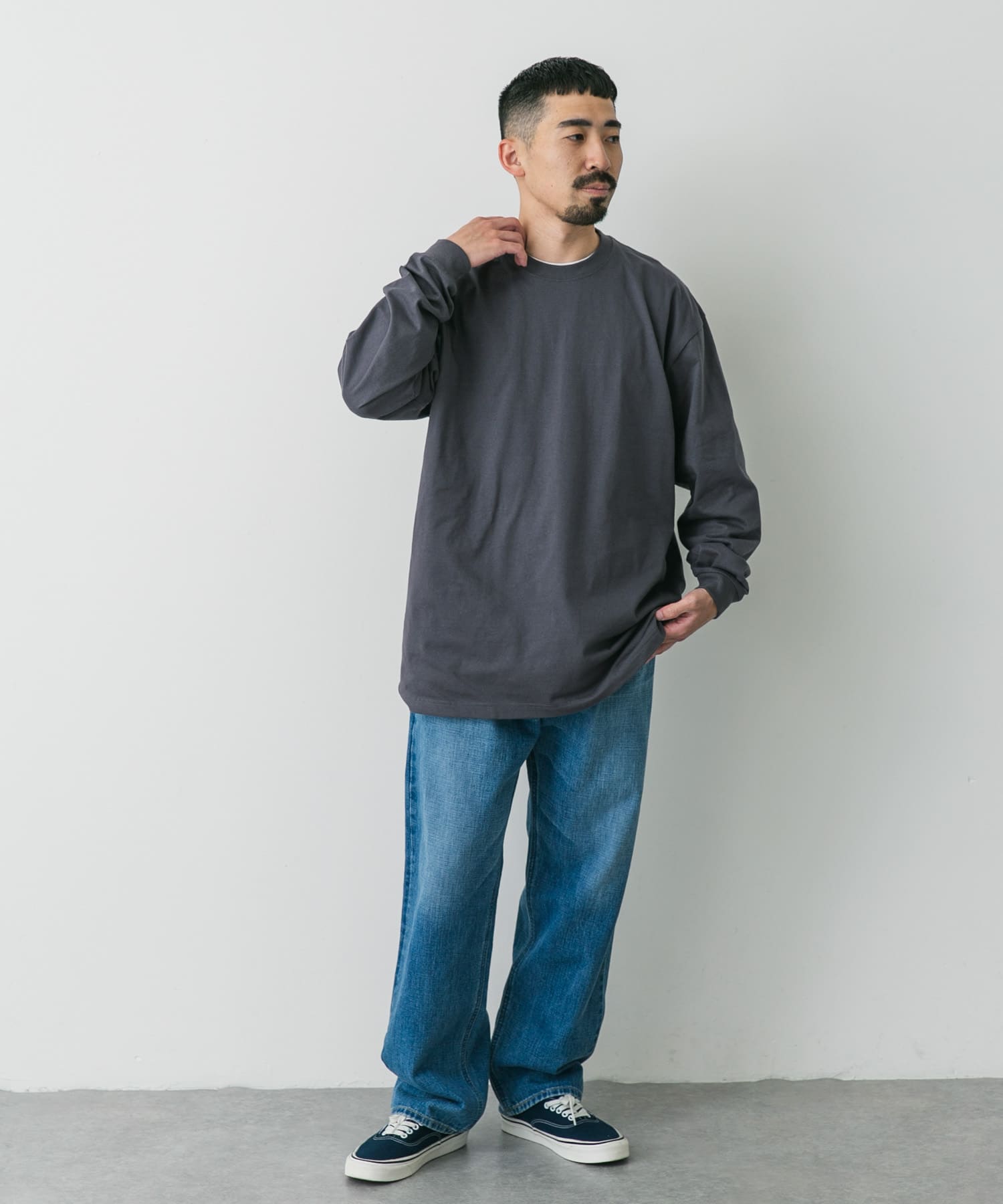 『別注』HANES×DOORS　BEEFY-T DOORS FIT LONG-SLEEVE ダークグレー M