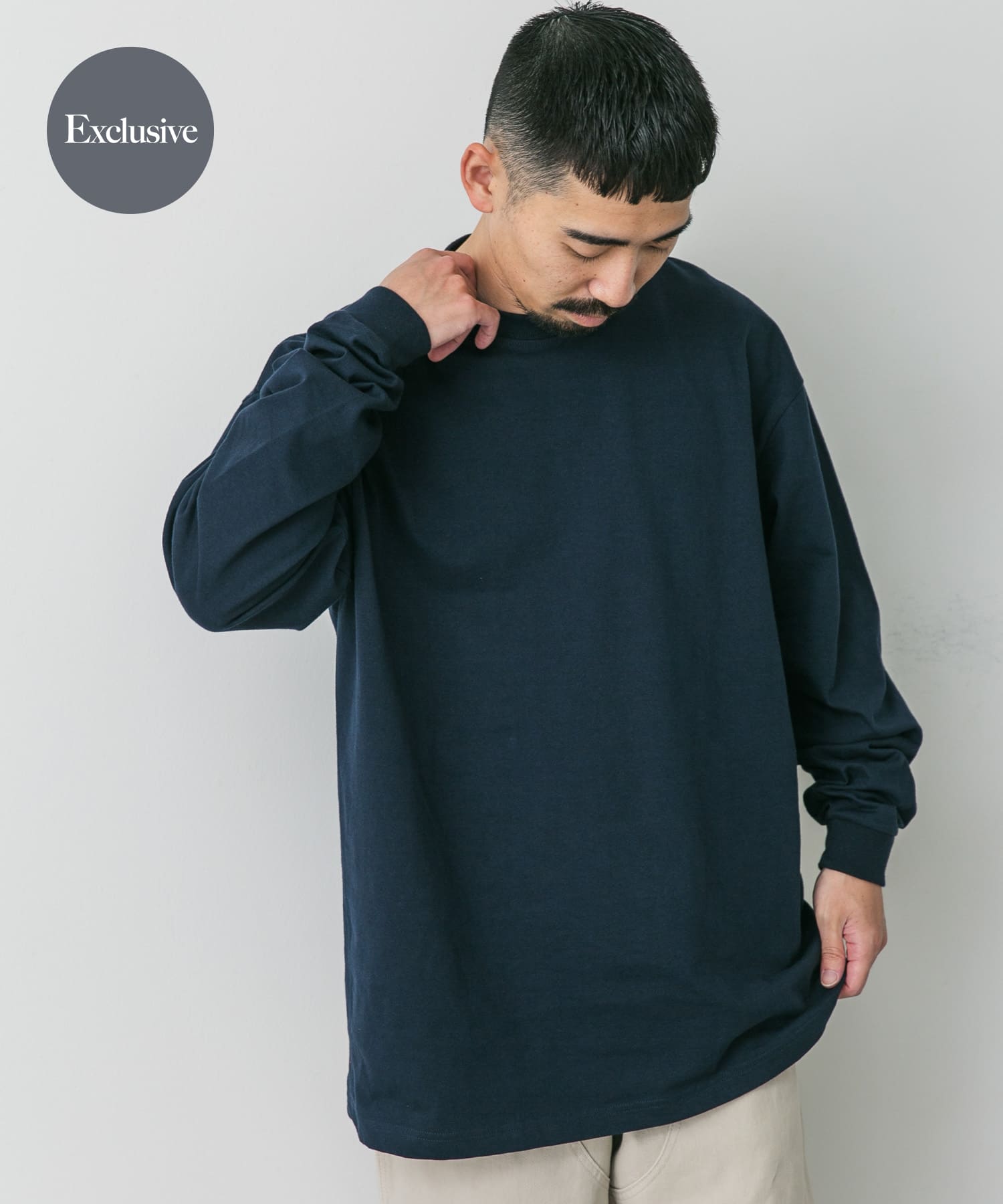 『別注』HANES×DOORS　BEEFY-T DOORS FIT LONG-SLEEVE ネイビー M