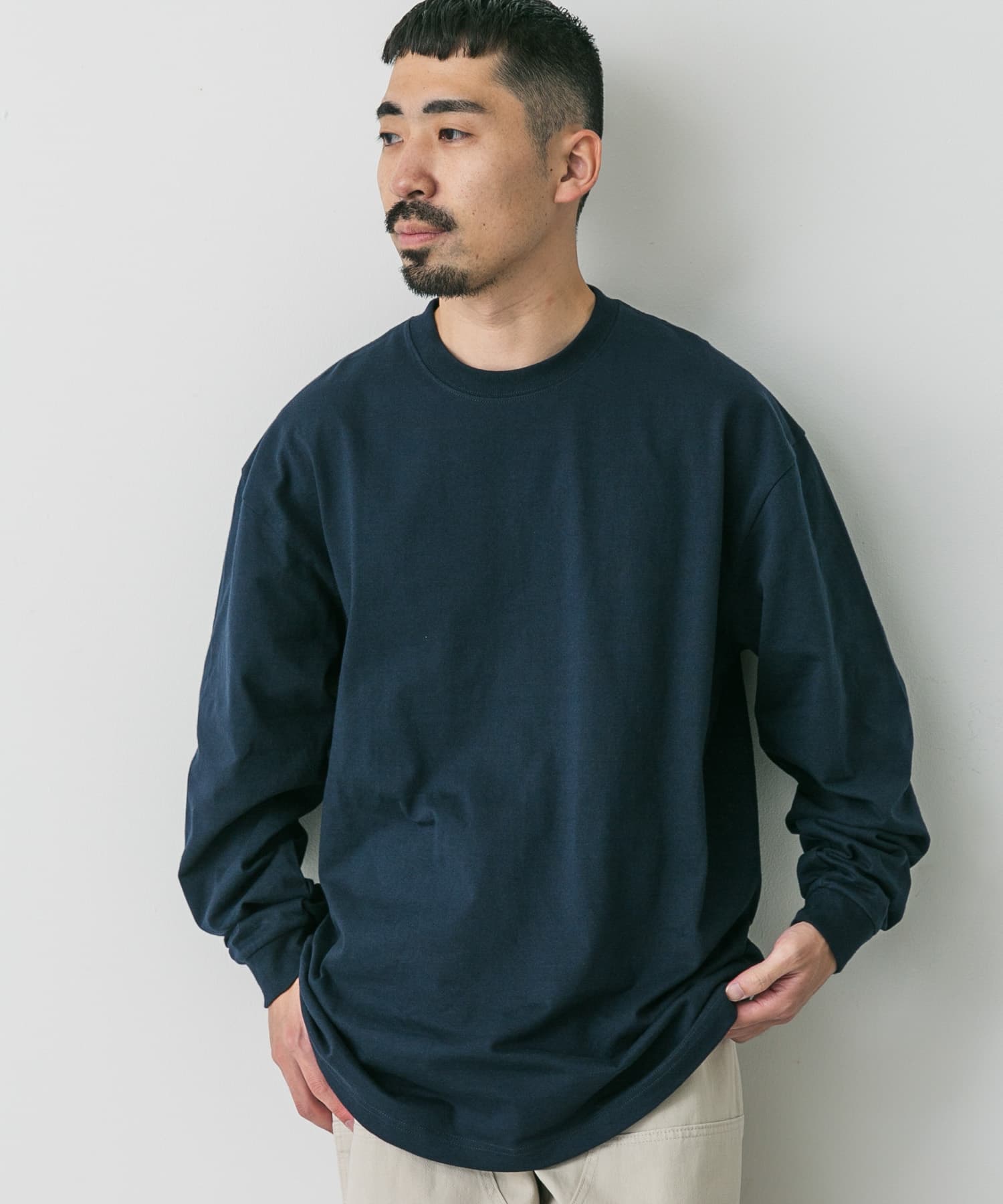 『別注』HANES×DOORS　BEEFY-T DOORS FIT LONG-SLEEVE ネイビー M