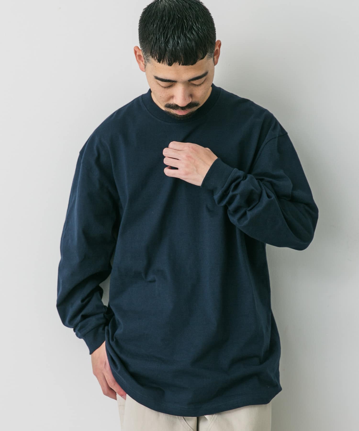 『別注』HANES×DOORS　BEEFY-T DOORS FIT LONG-SLEEVE ネイビー M