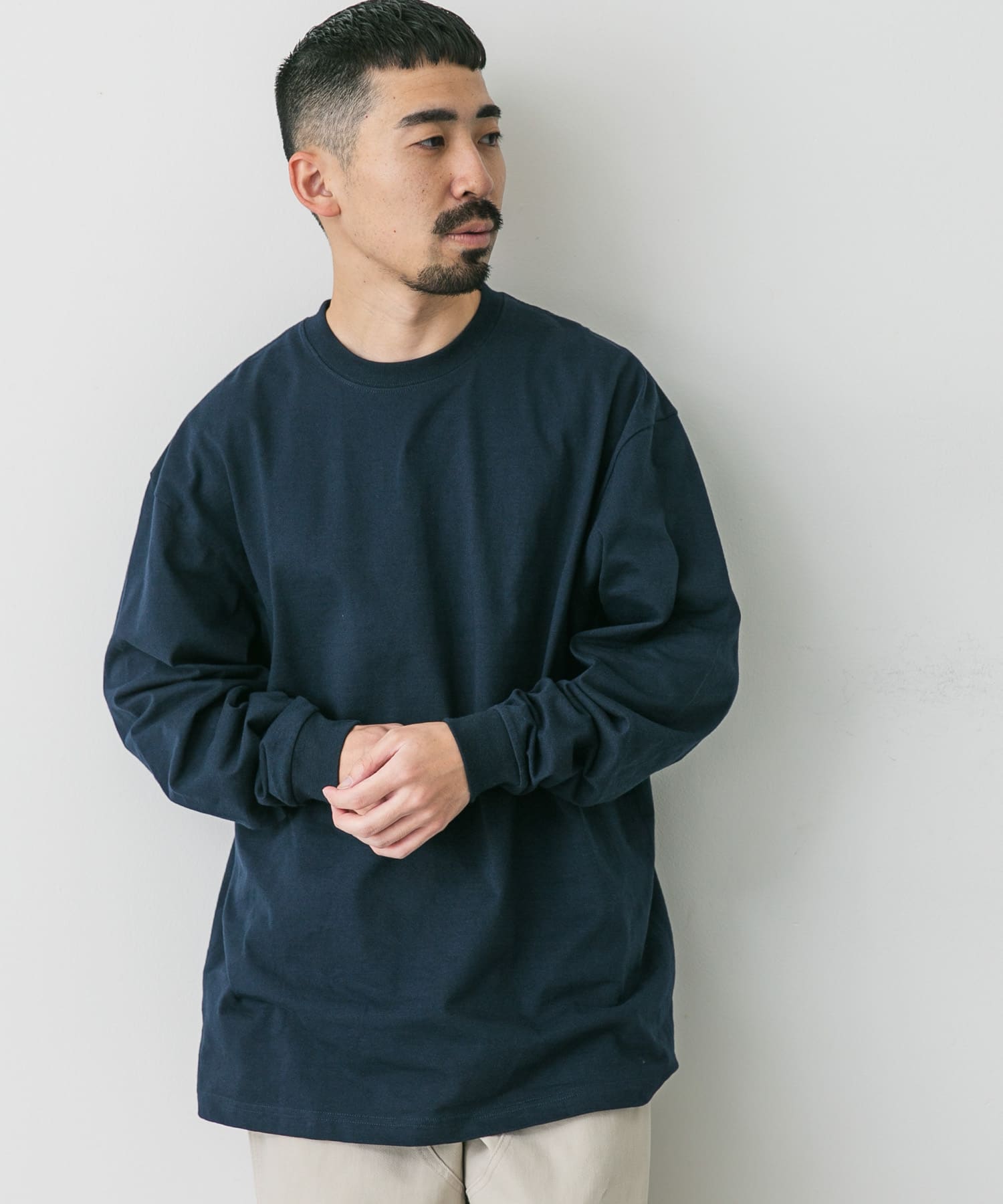 『別注』HANES×DOORS　BEEFY-T DOORS FIT LONG-SLEEVE ネイビー M