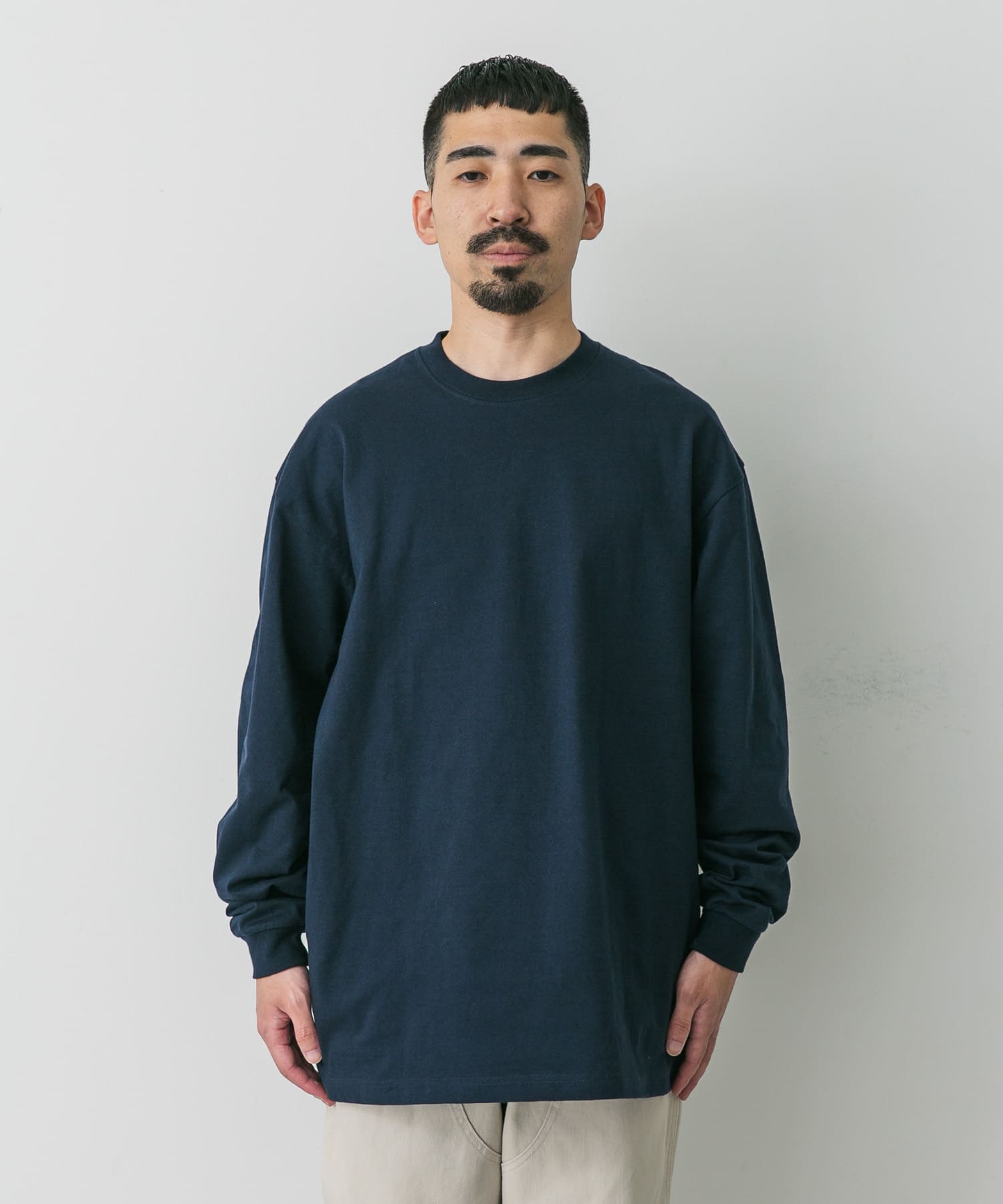 『別注』HANES×DOORS　BEEFY-T DOORS FIT LONG-SLEEVE ネイビー M