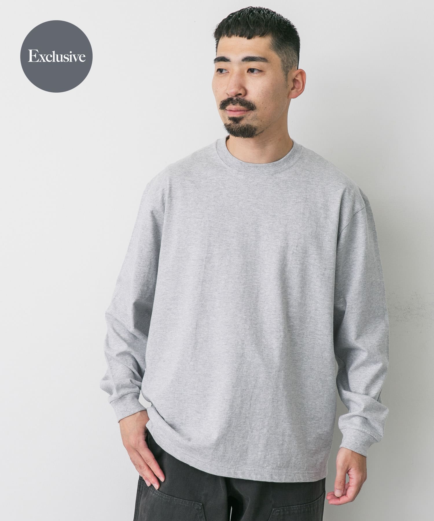 『別注』HANES×DOORS　BEEFY-T DOORS FIT LONG-SLEEVE グレー M