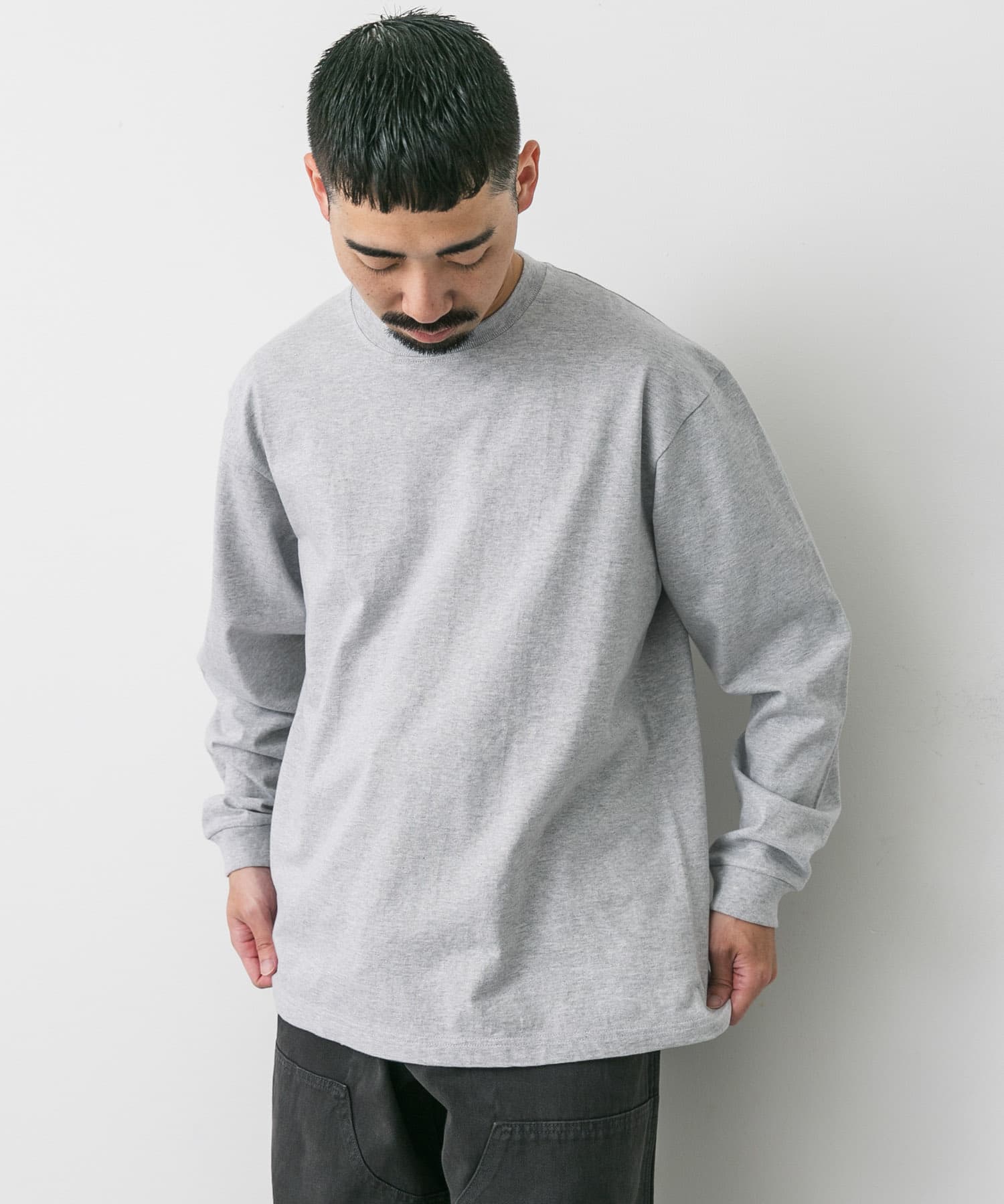 『別注』HANES×DOORS　BEEFY-T DOORS FIT LONG-SLEEVE グレー M