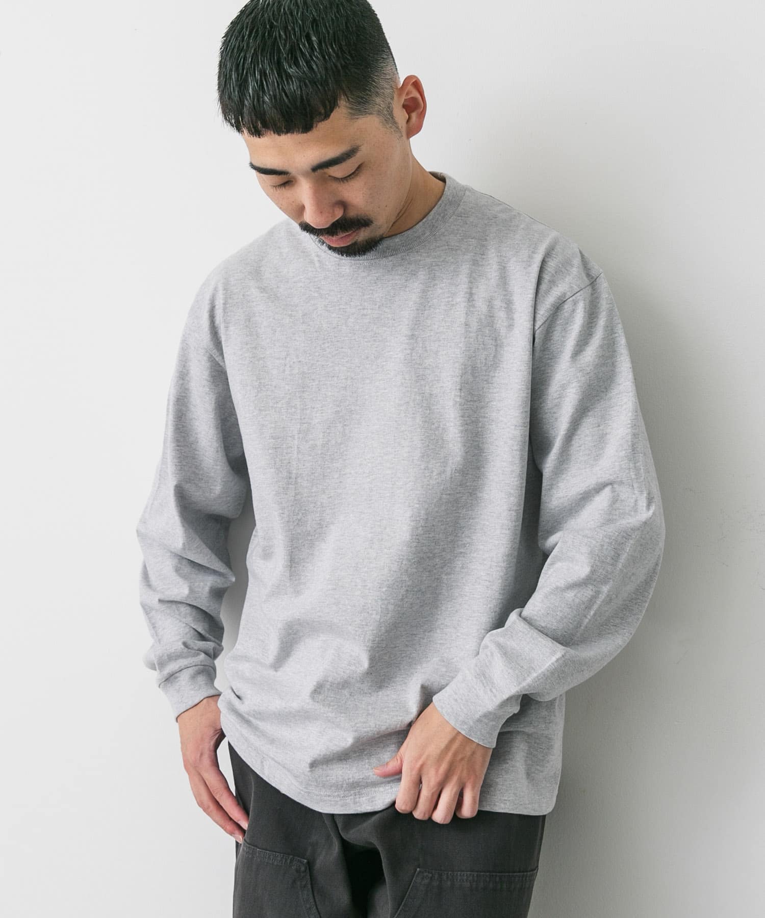 『別注』HANES×DOORS　BEEFY-T DOORS FIT LONG-SLEEVE グレー M