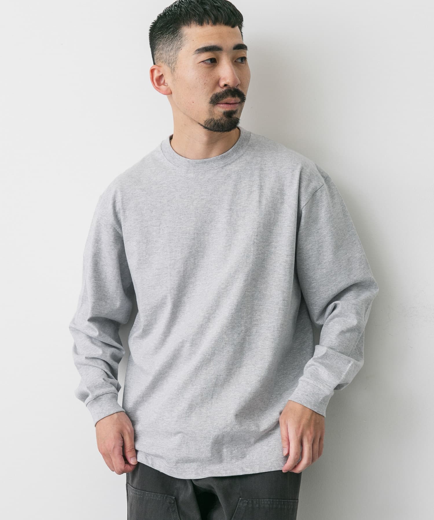 『別注』HANES×DOORS　BEEFY-T DOORS FIT LONG-SLEEVE グレー M
