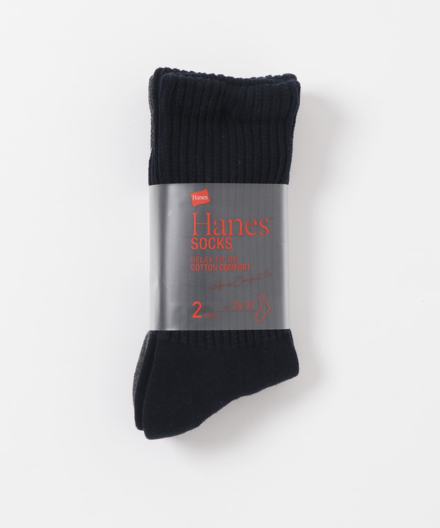 HANES　クルーソックス2P NVY×CHC M