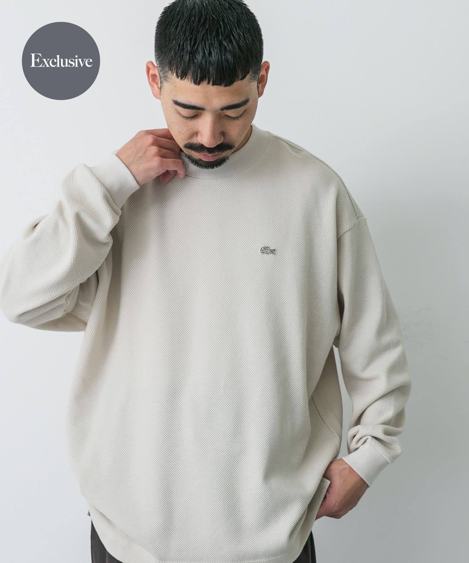『別注』LACOSTE×DOORS thick pique mock long-sleeve