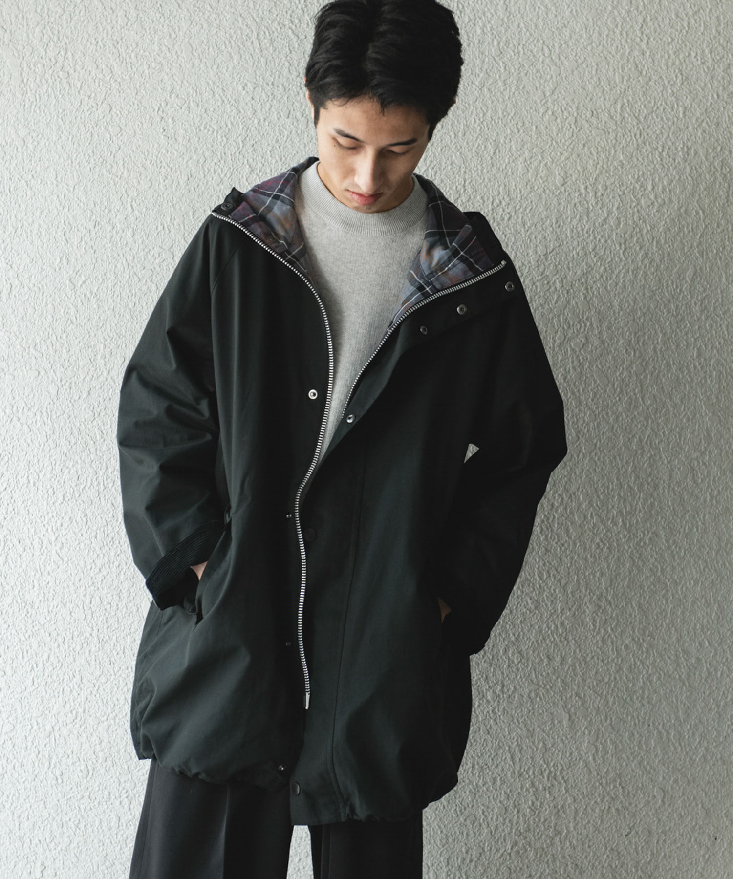 『別注』Barbour　HOODED COAT BLACK 38