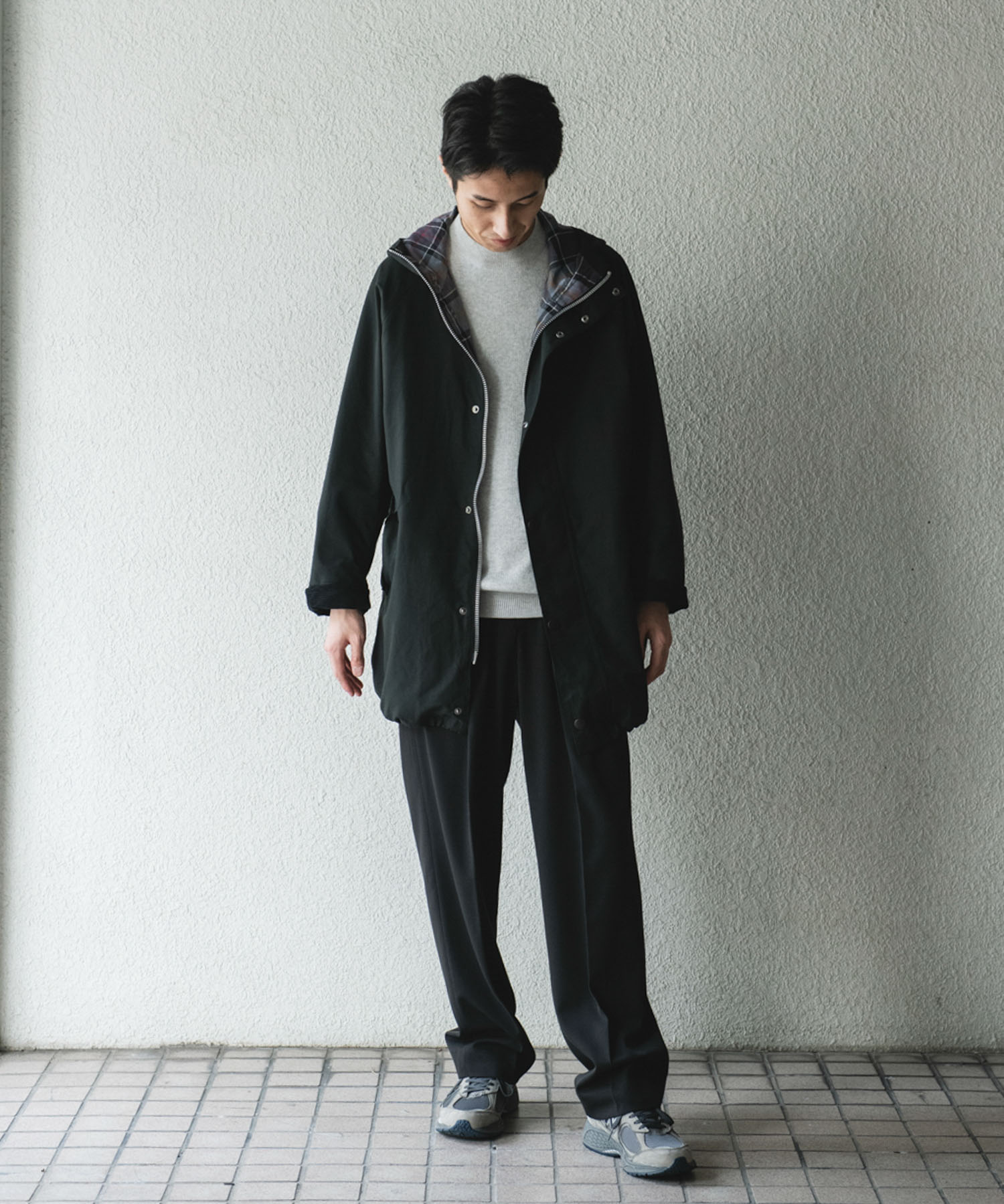 『別注』Barbour　HOODED COAT BLACK 38