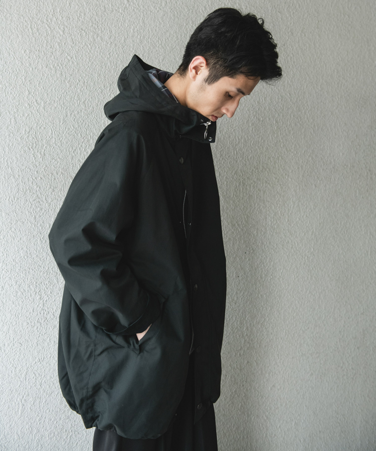 『別注』Barbour　HOODED COAT BLACK 38